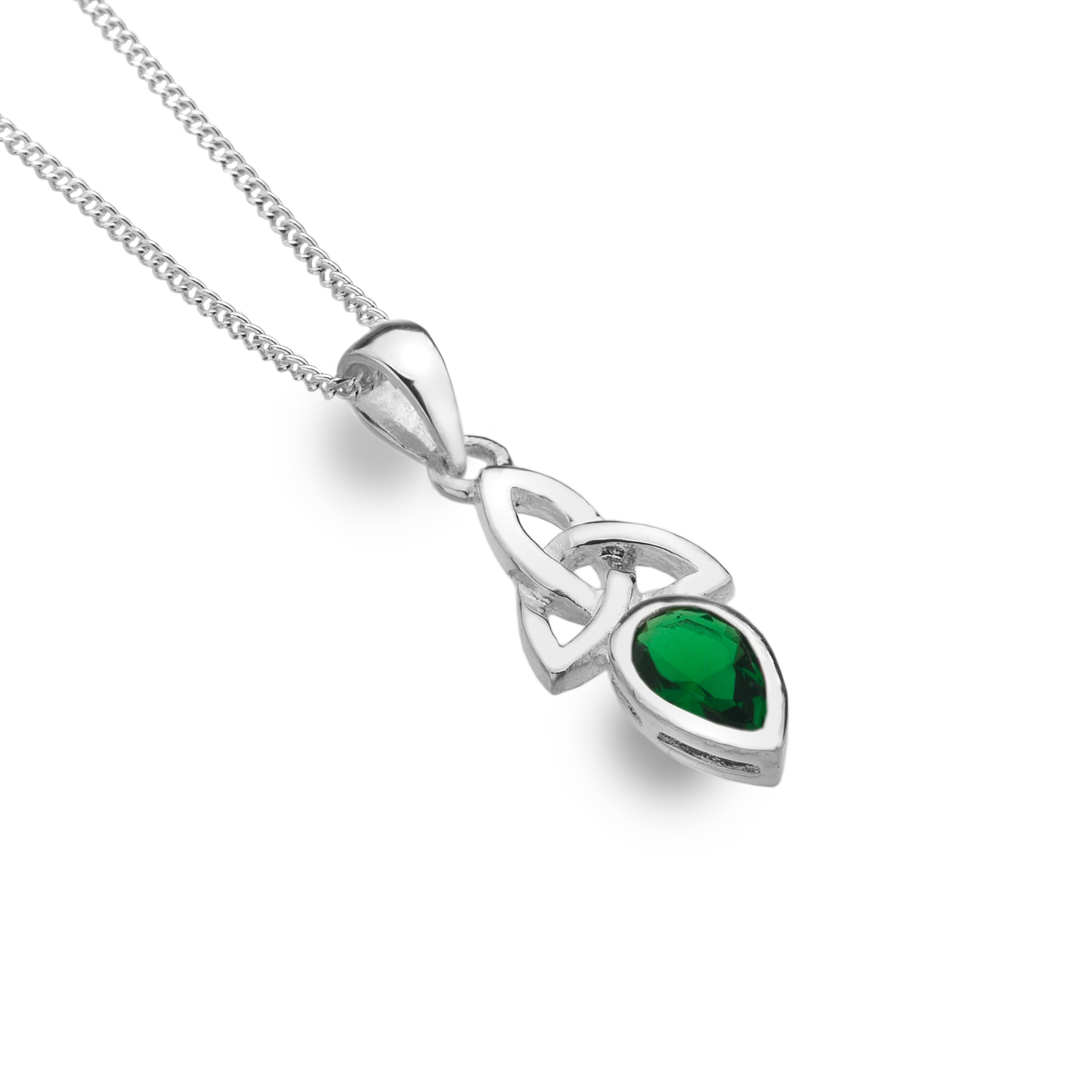 Celtic Trinity Sterling Silver May Birthstone Pendant Necklace