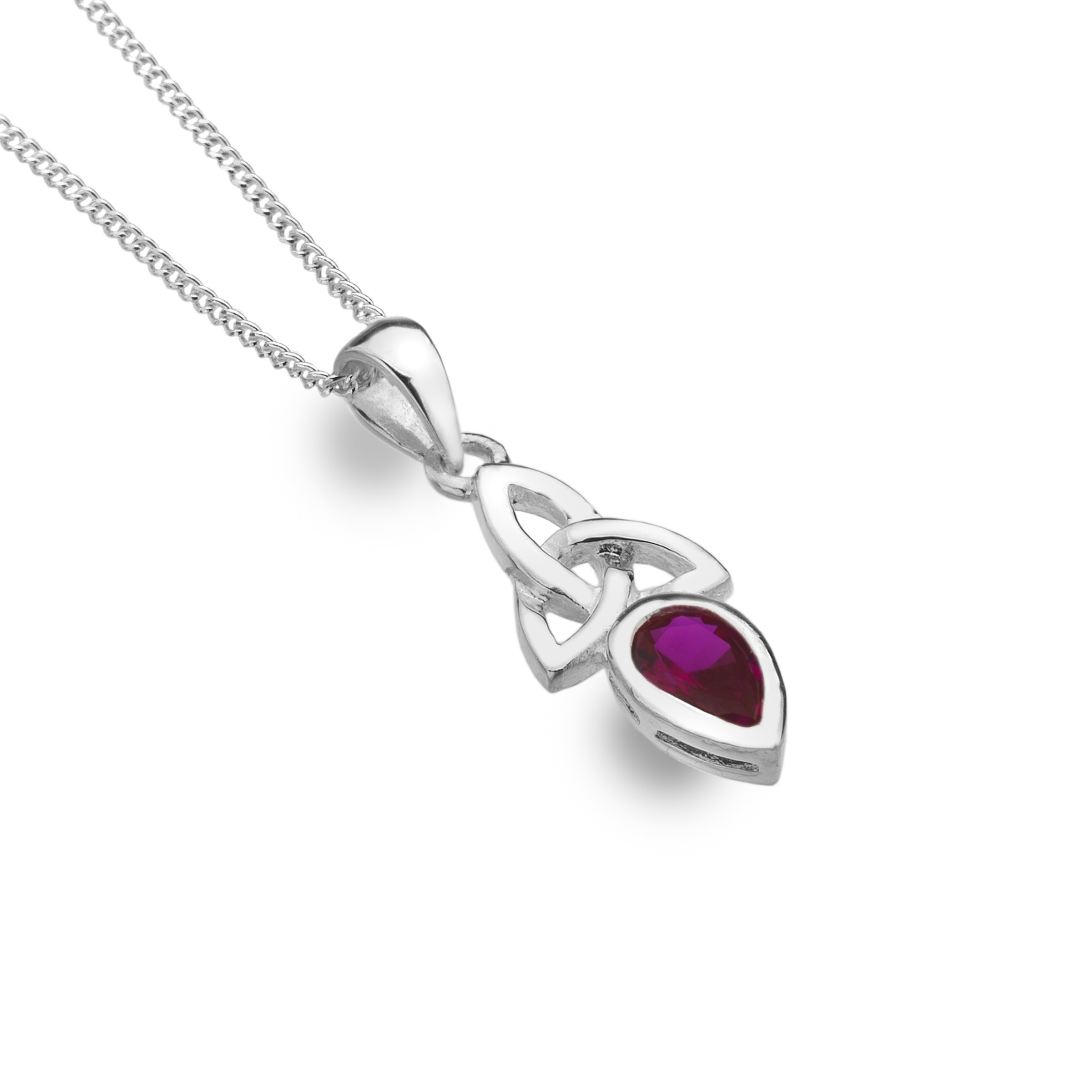 Celtic Trinity Sterling Silver July Birthstone Pendant Necklace