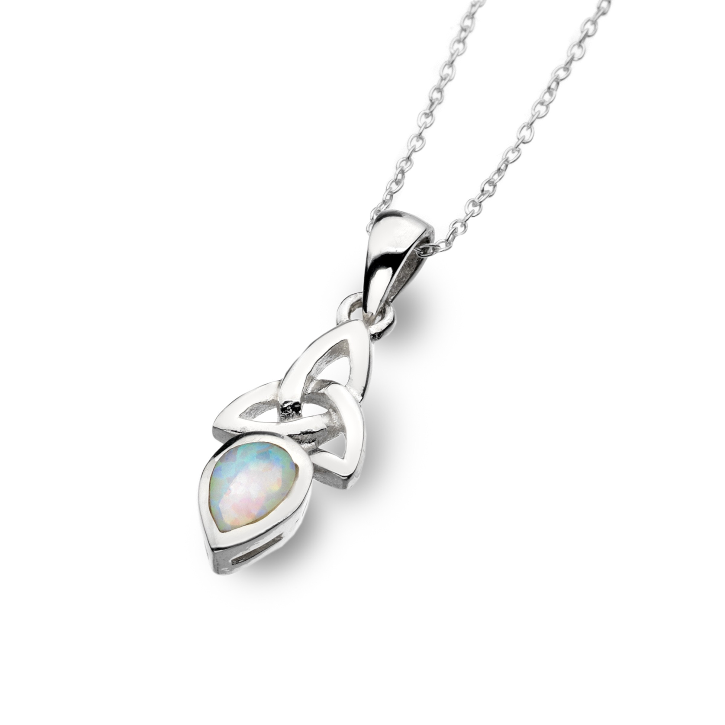 Celtic Trinity Sterling Silver October Birthstone Pendant Necklace