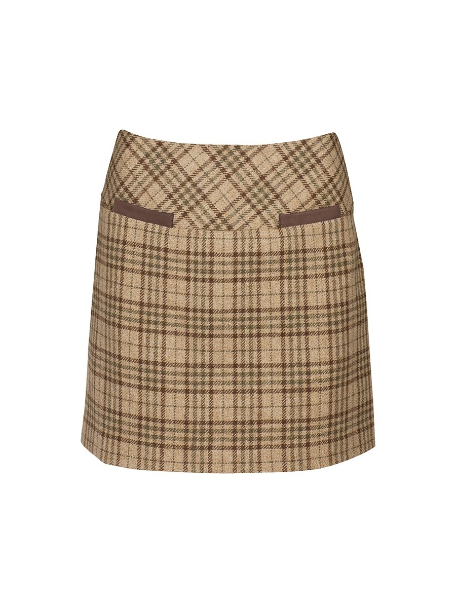 Clover Tweed Mini Skirt in Pebble by Dubarry