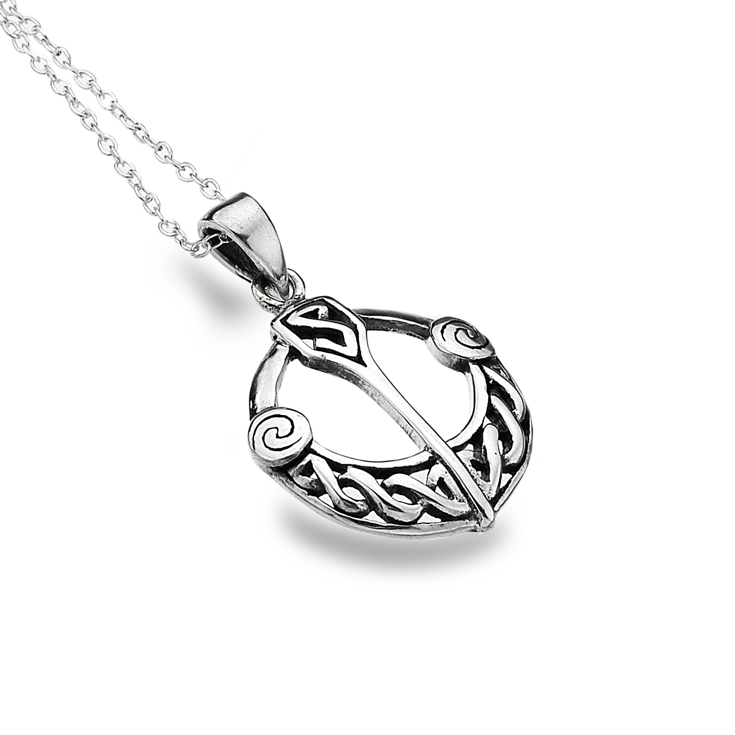 Celtic Tara Style Sterling Silver Pendant Necklace