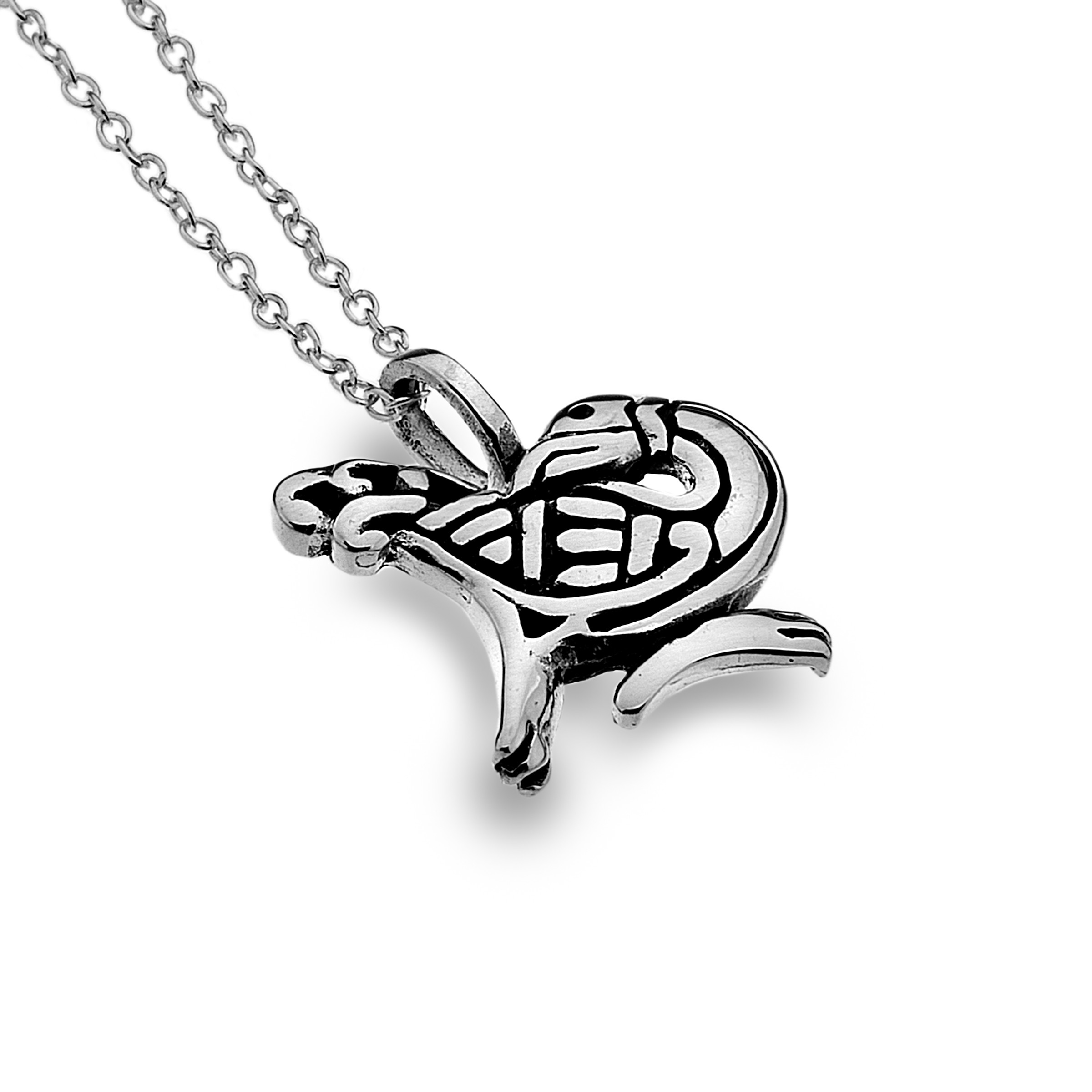 Celtic Bird Sterling Silver Pendant Necklace 