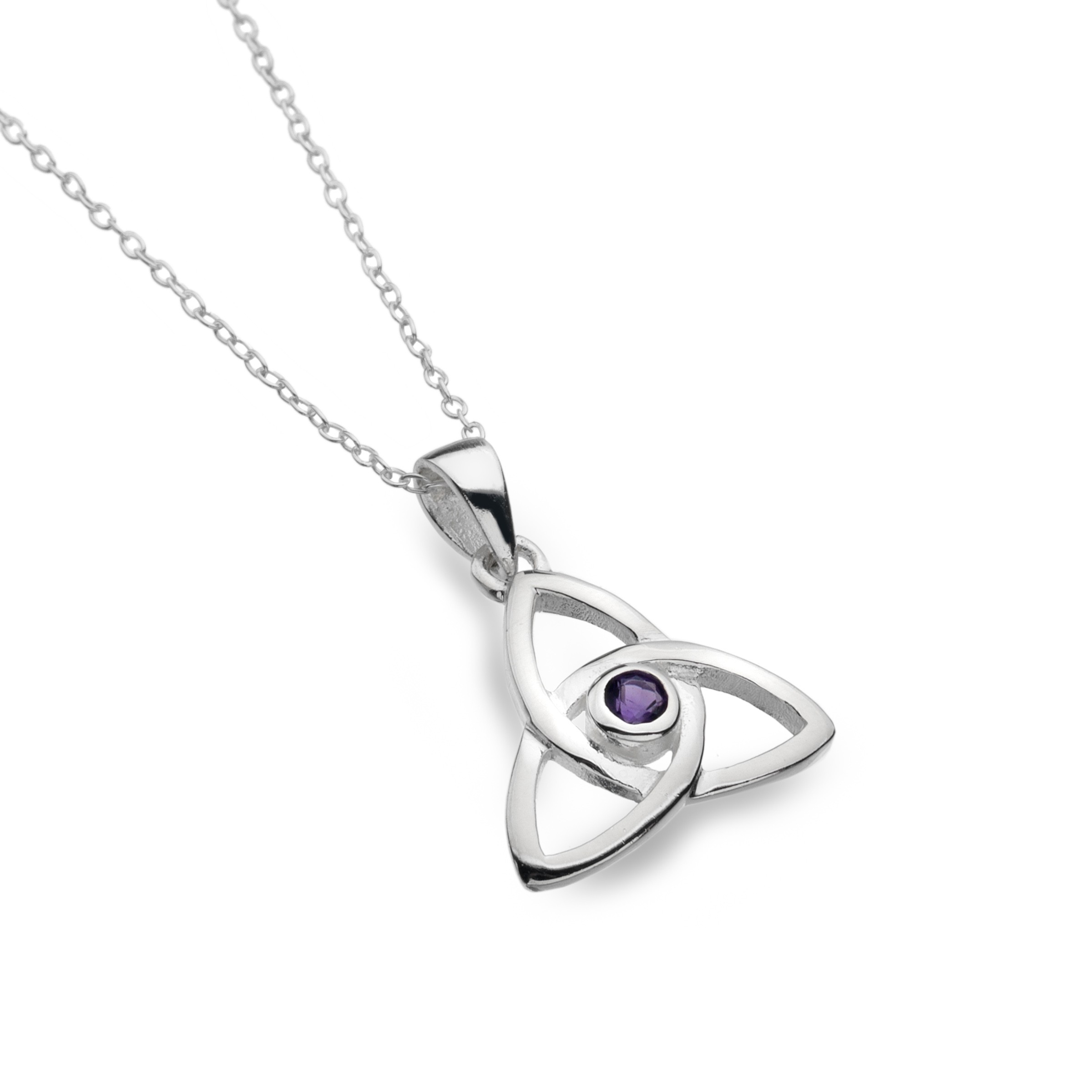 Celtic Trinity Knot Amethyst Sterling Silver Pendant Necklace