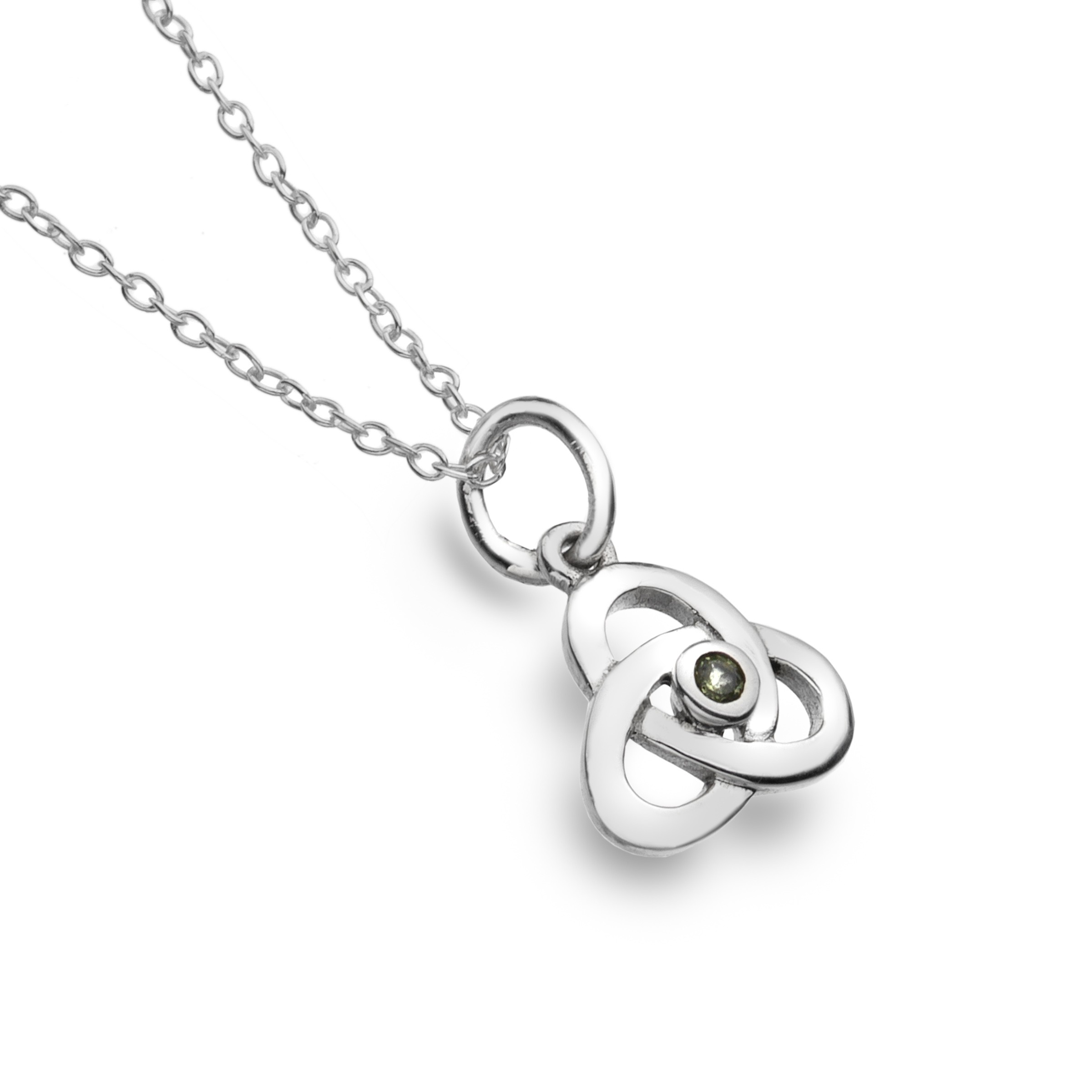 Celtic Knot Peridot Sterling Silver Pendant Necklace 