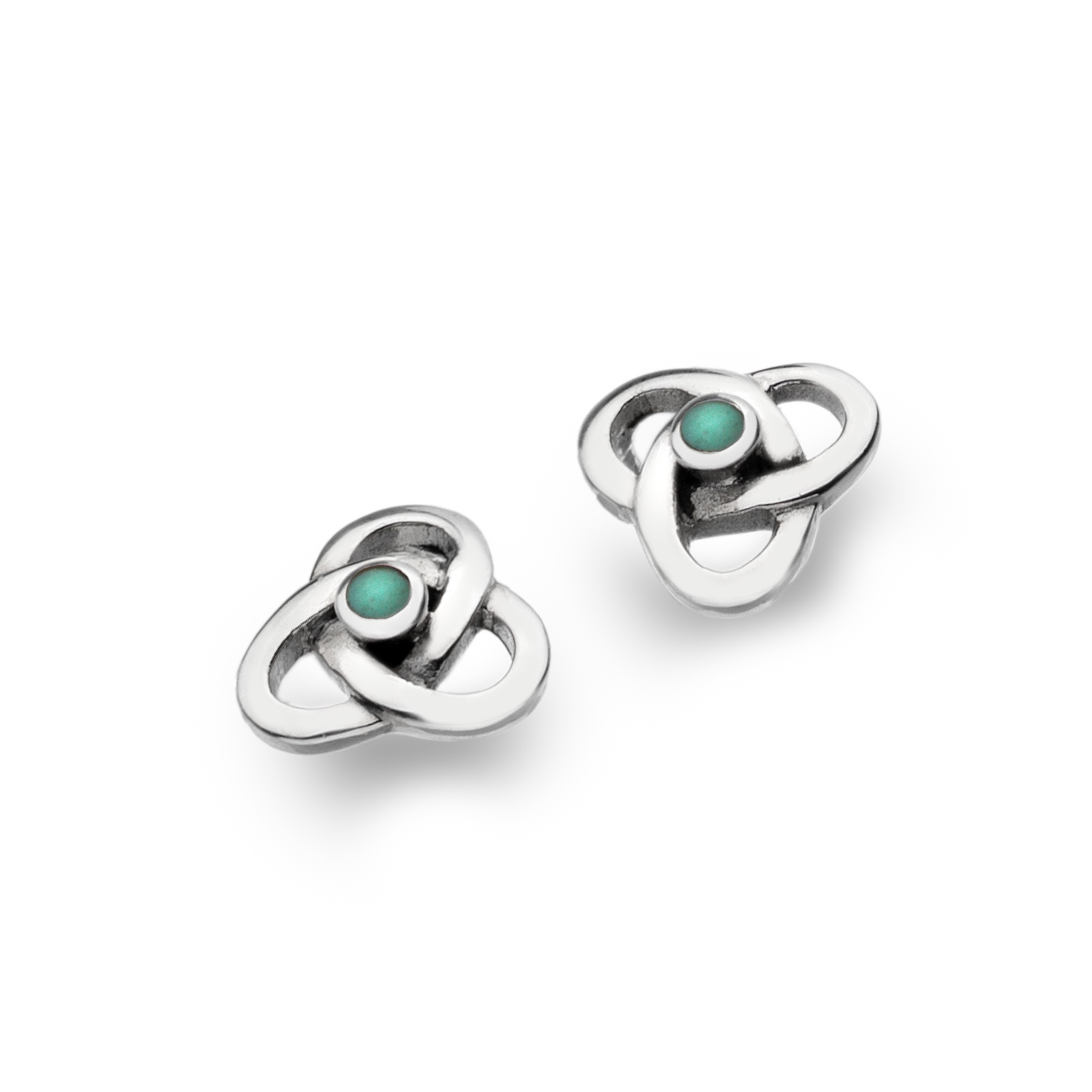 Celtic Knot Turquoise Silver Stud Earrings