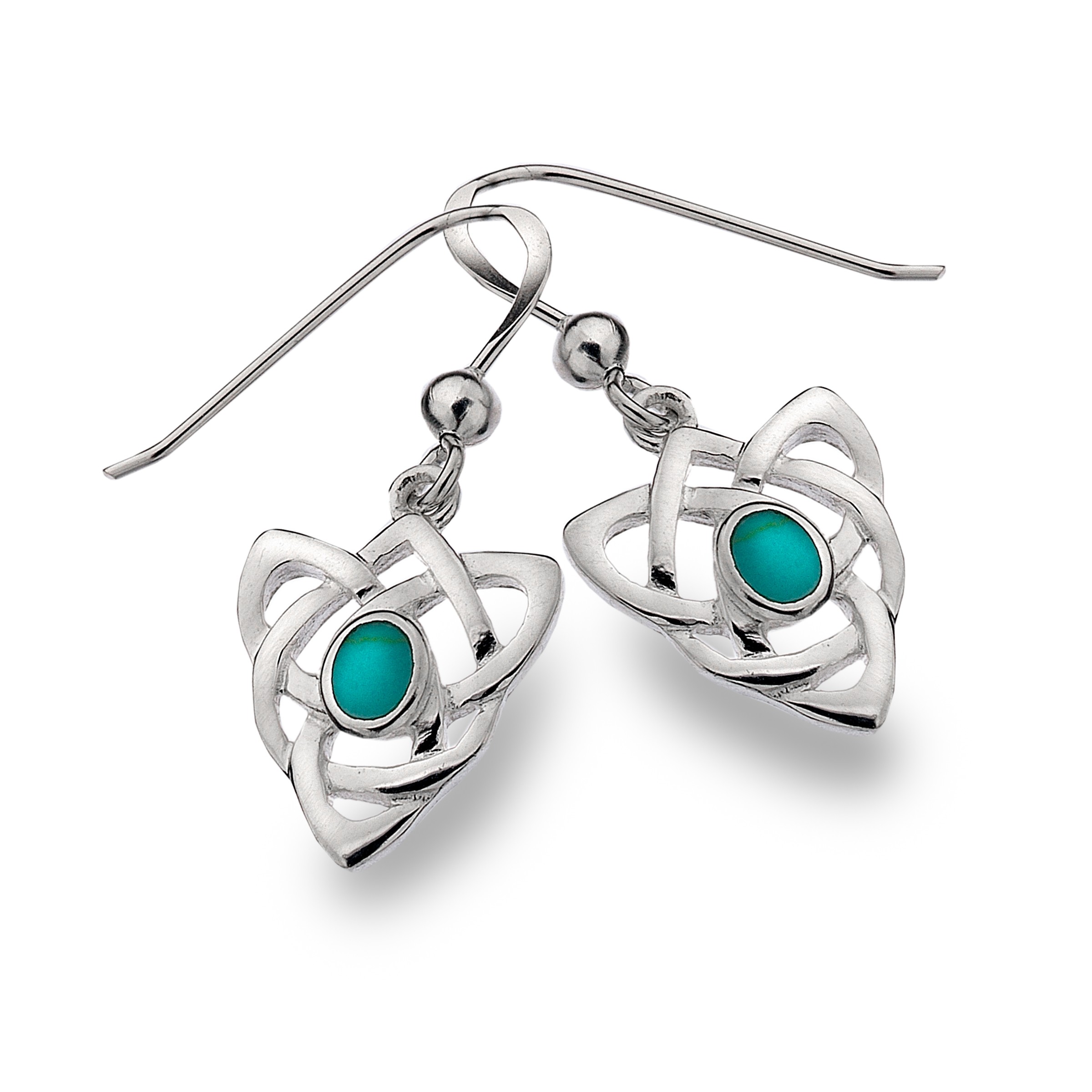 Celtic Knot & Turquoise Triangular Sterling Silver Earrings 