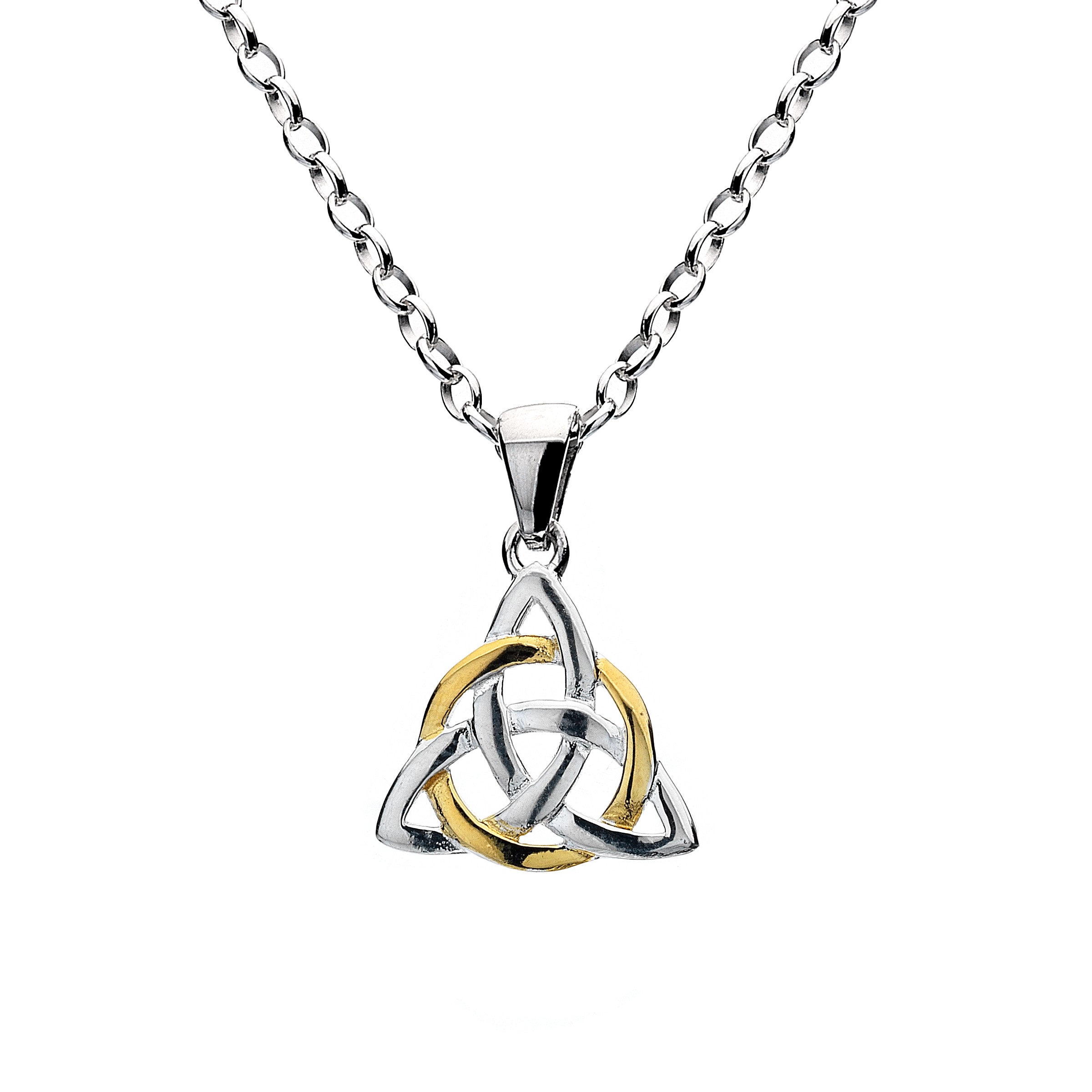 Celtic Knot Triangular Sterling Silver Pendant Necklace 
