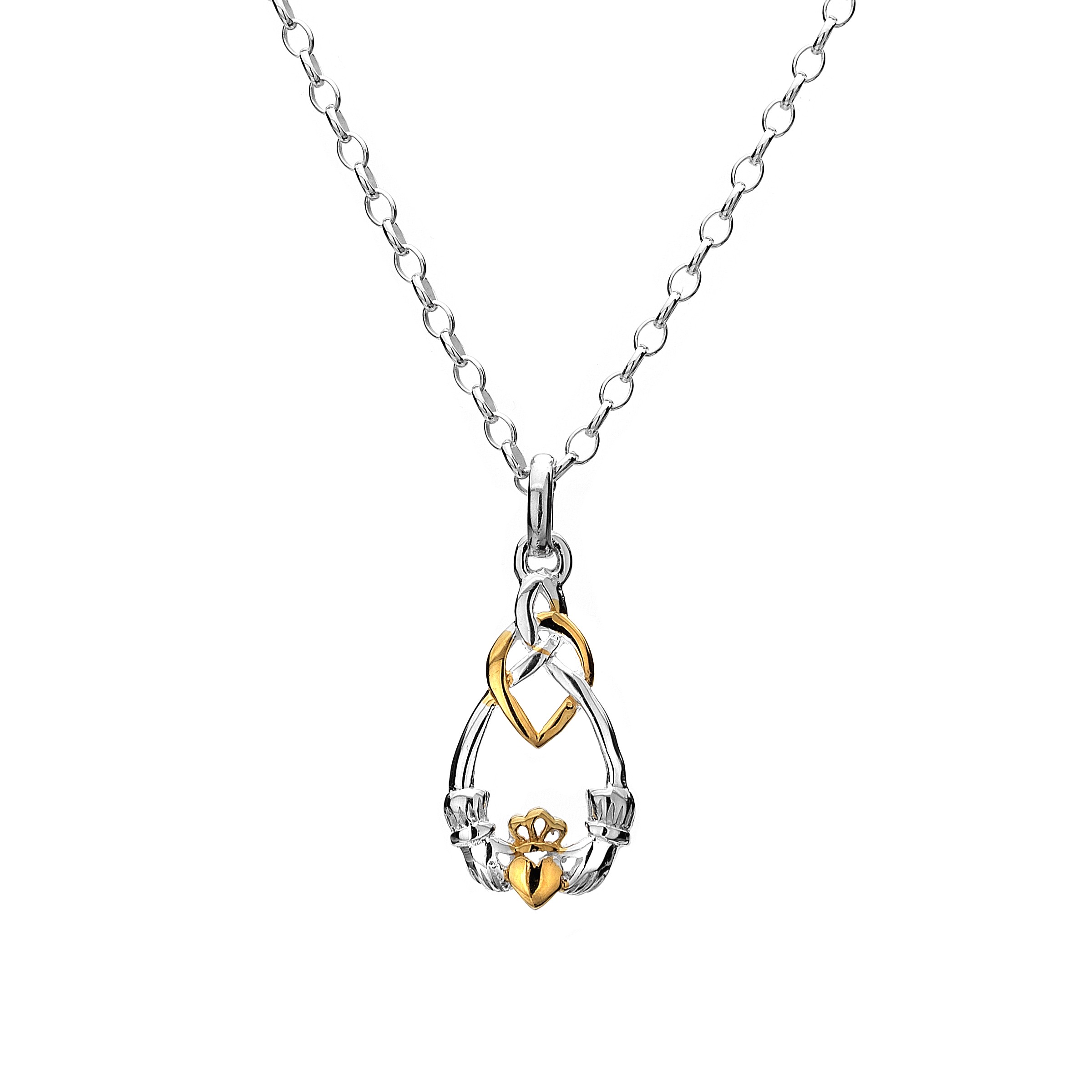 Celtic Claddagh Sterling Silver Pendant Necklace 