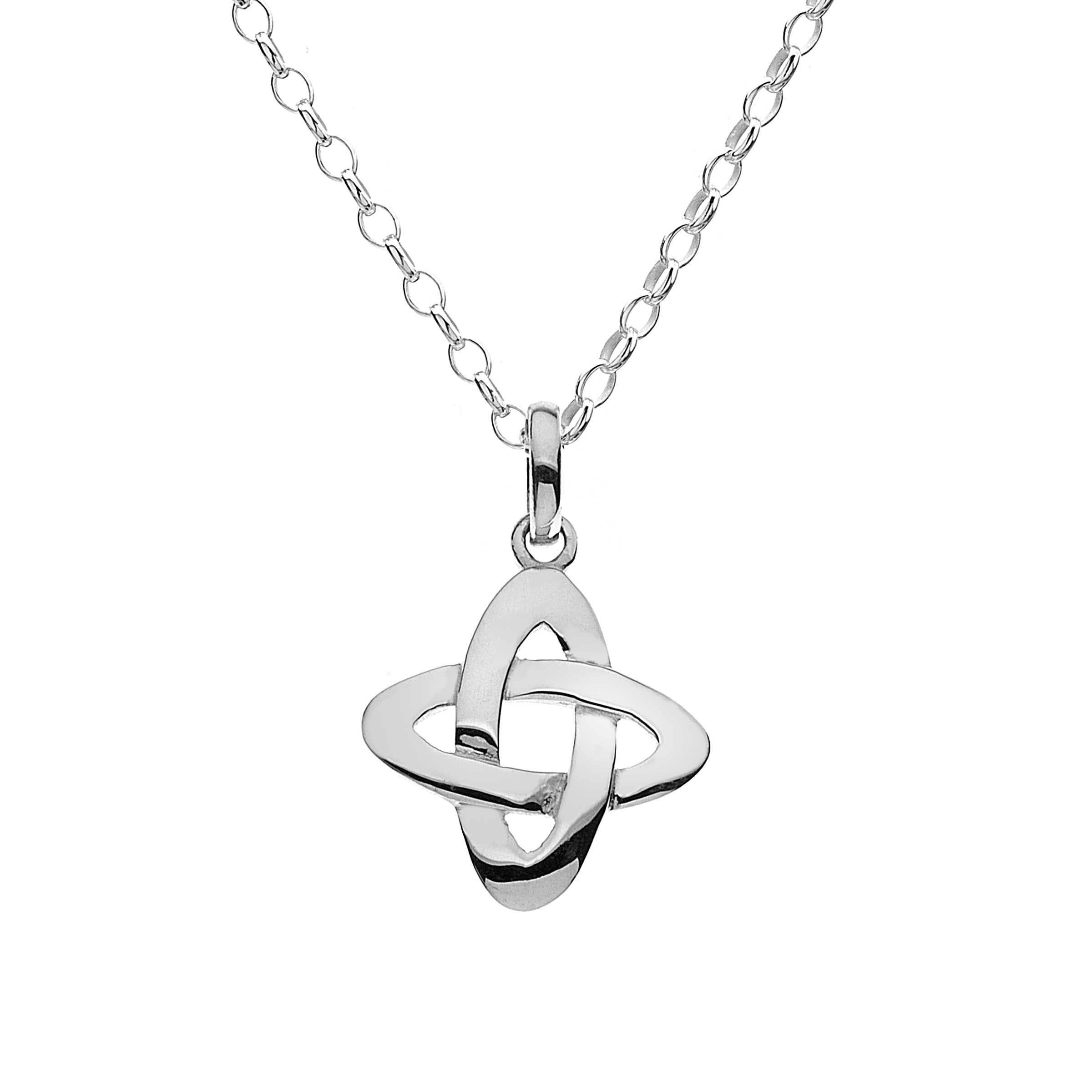 Celtic Knot Crossing Sterling Silver Pendant Necklace