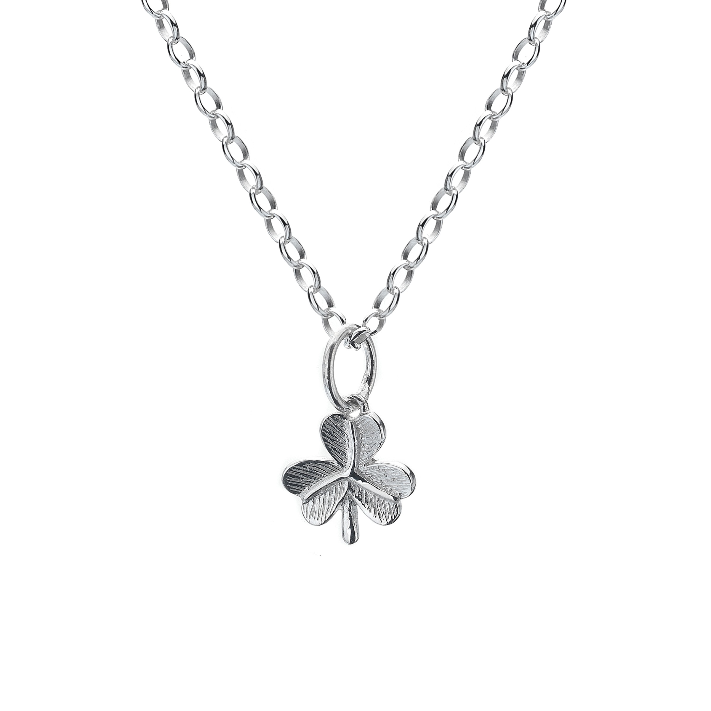 Celtic Shamrock Sterling Silver Pendant Necklace 