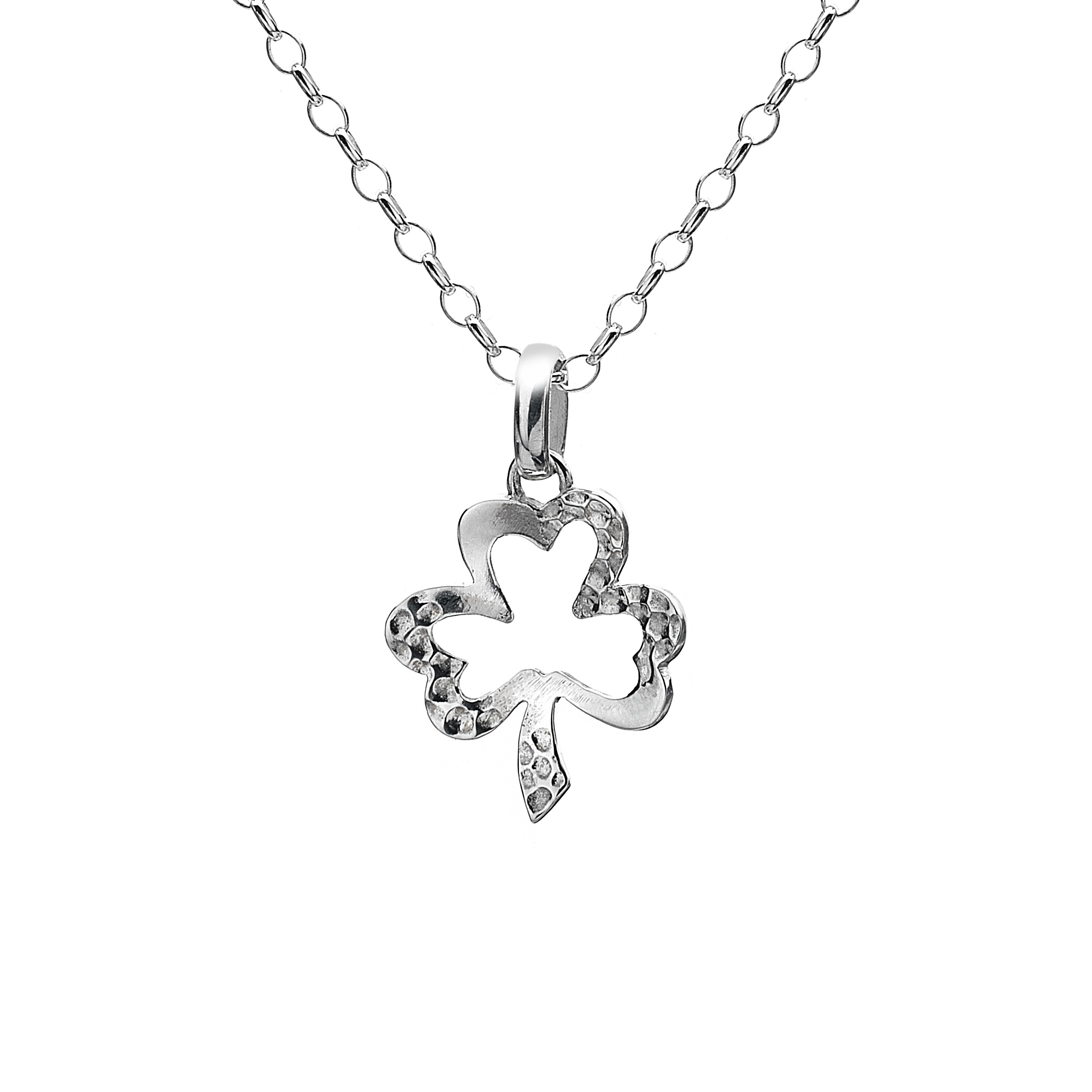 Irish Shamrock Sterling Silver Pendant Necklace