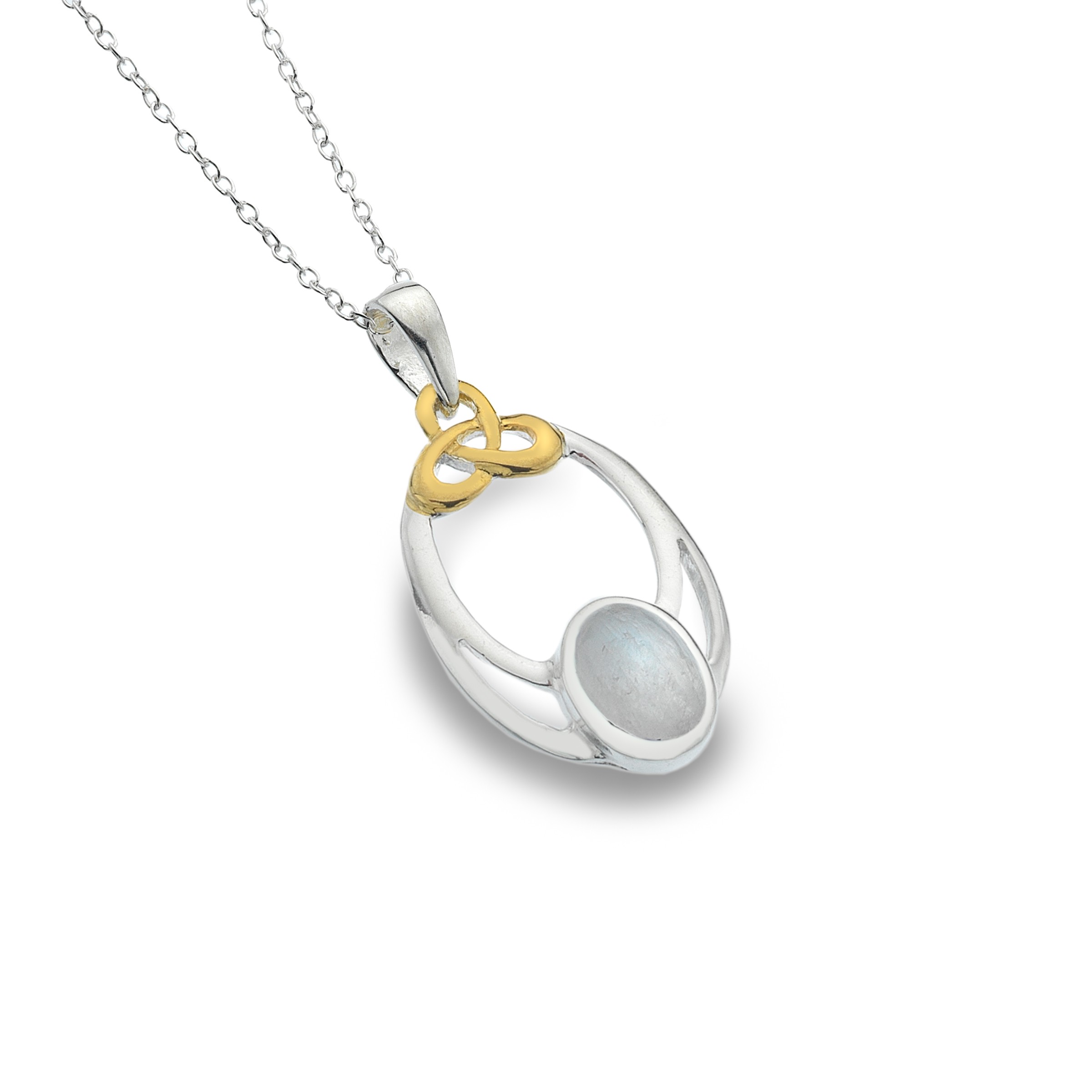 Celtic Knot & Moonstone Oval Sterling Silver Pendant Necklace 