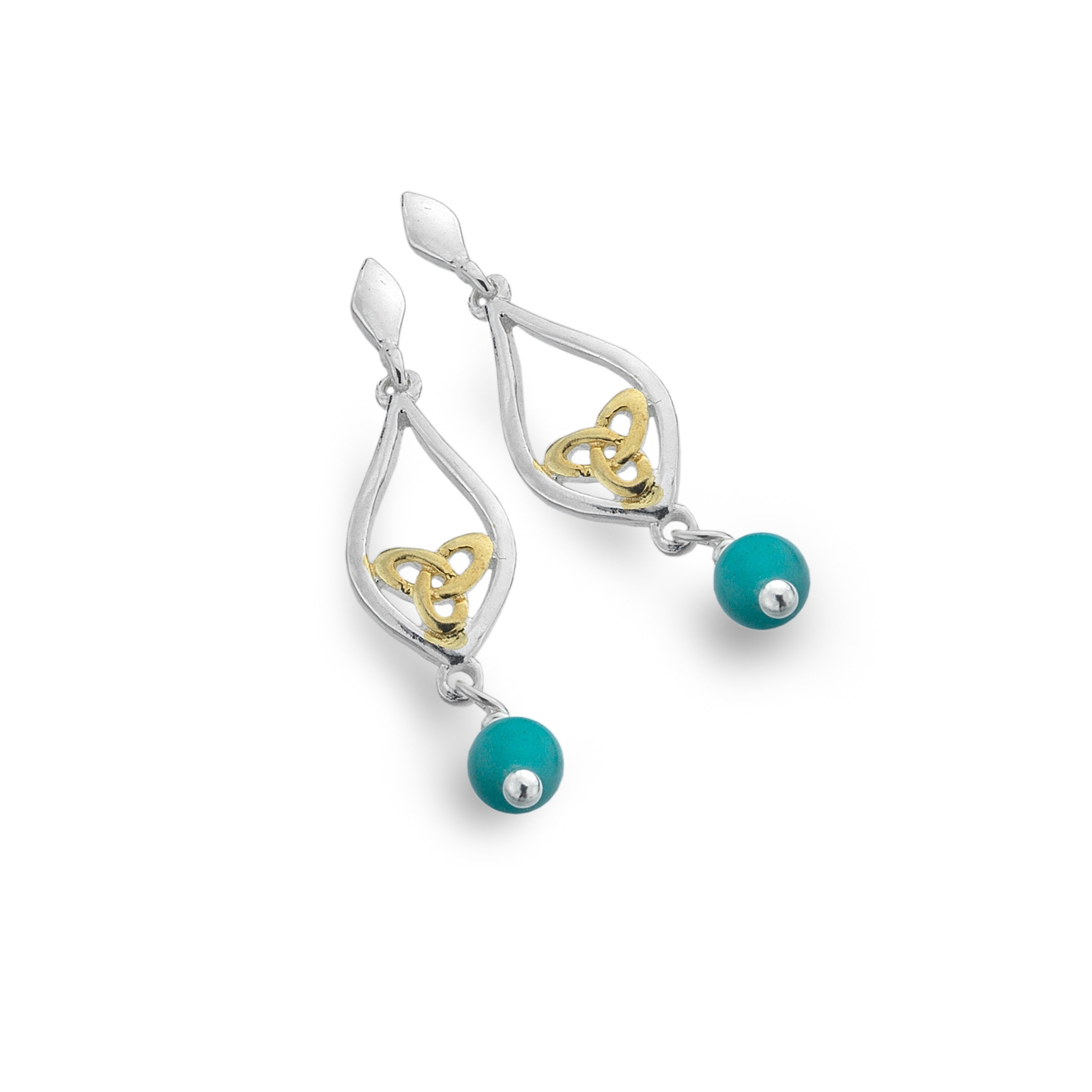 Celtic Knot & Turquoise Teardrop Sterling Silver Earrings