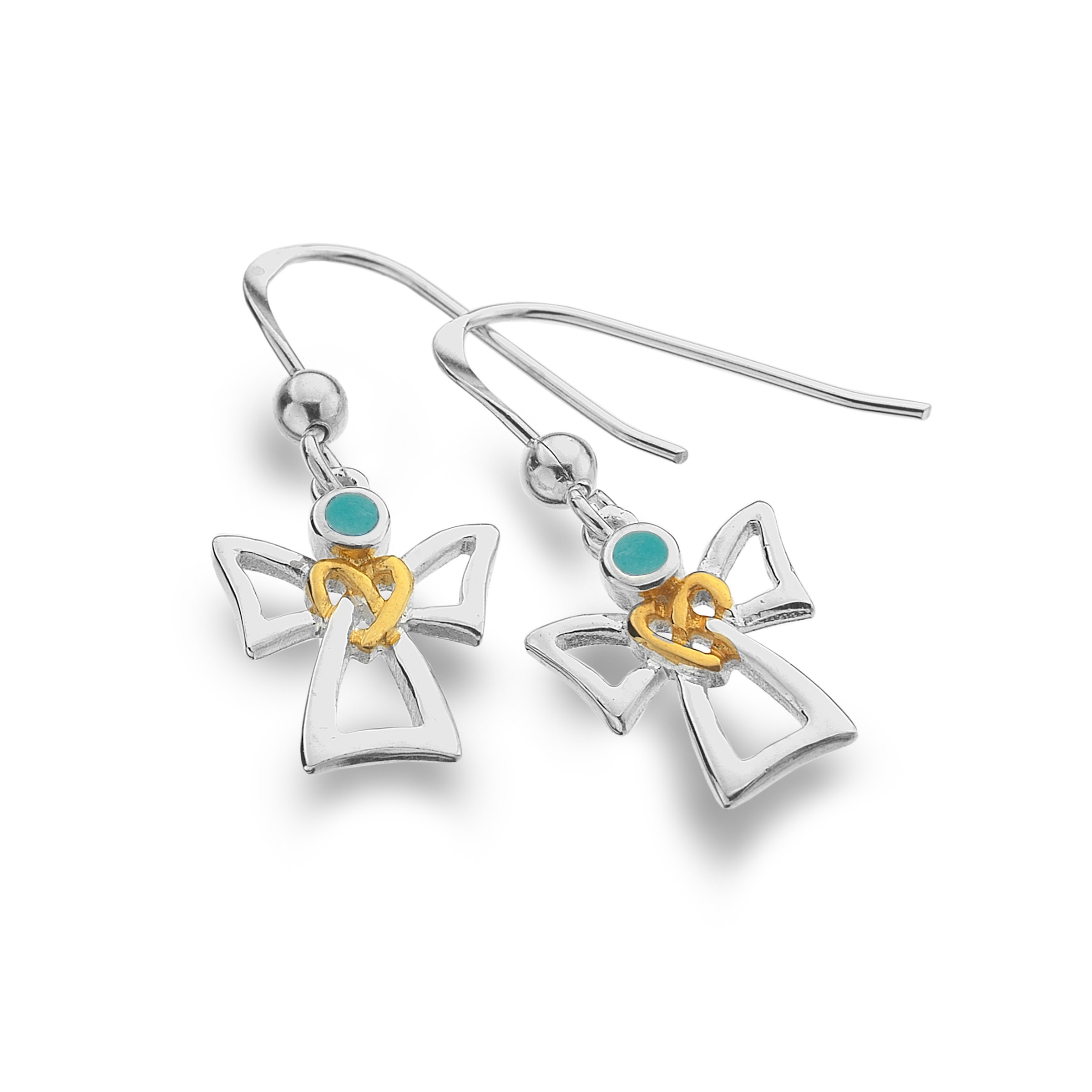 Celtic Angel & Turquoise Sterling Silver Earrings