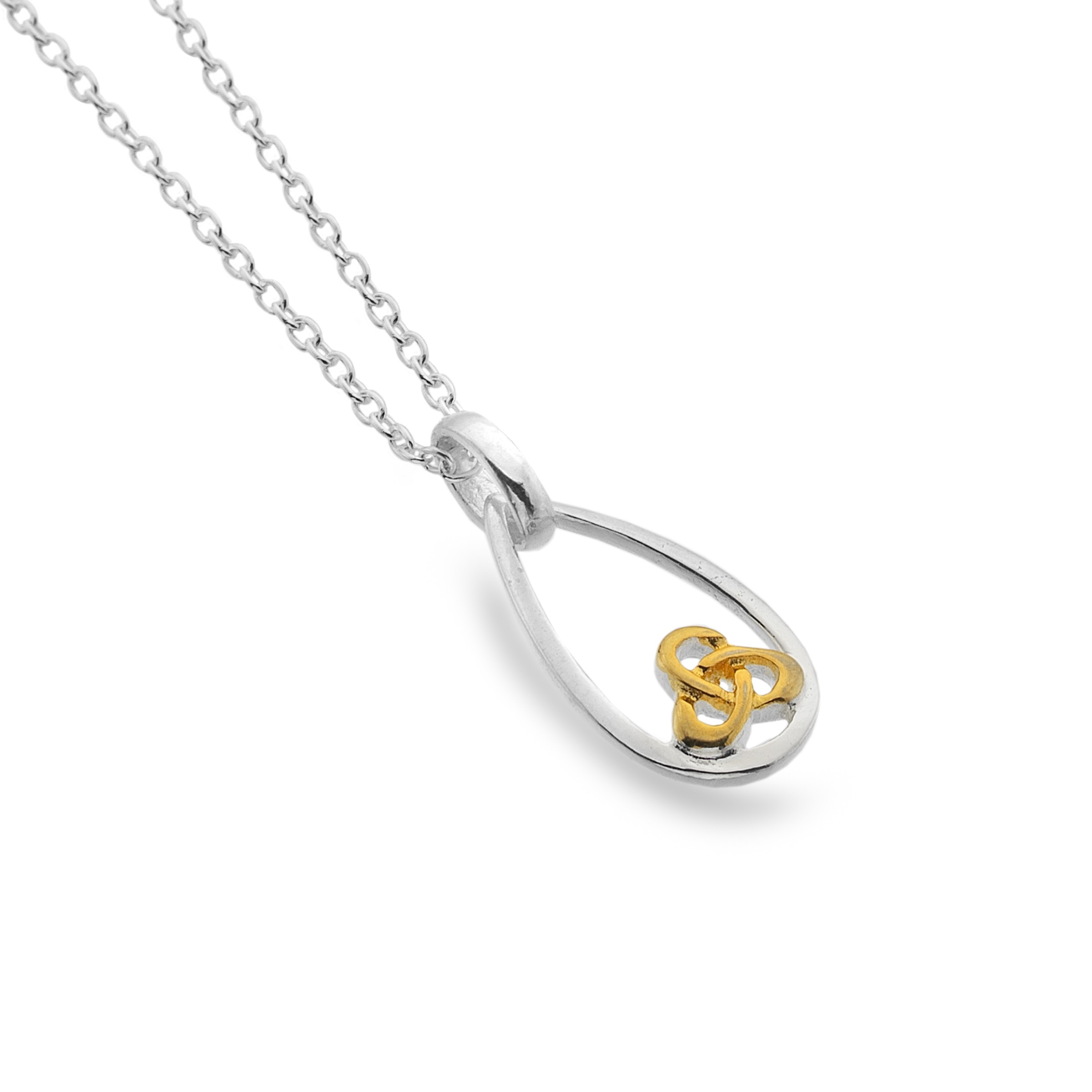 Celtic Trinity Knot Teardrop Sterling Silver Pendant Necklace 