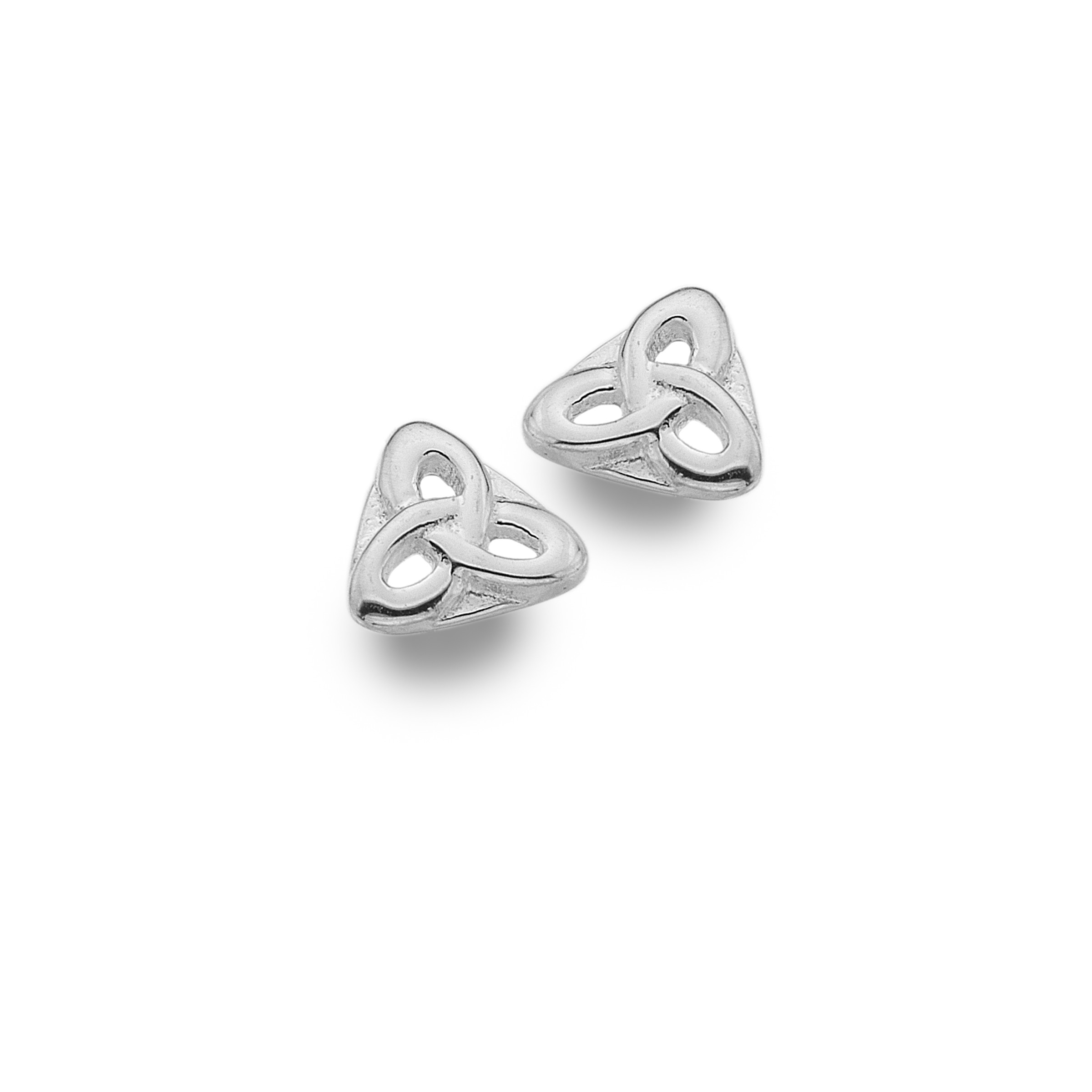 Celtic Knot Triangular Silver Stud Earrings 