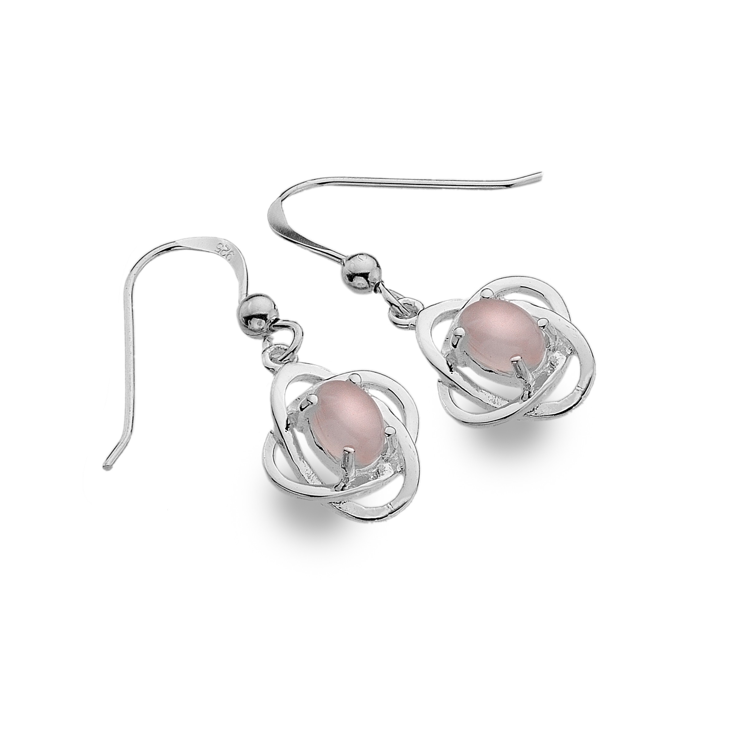 Celtic Knots & Rose Quartz Simple Sterling Silver Earrings 