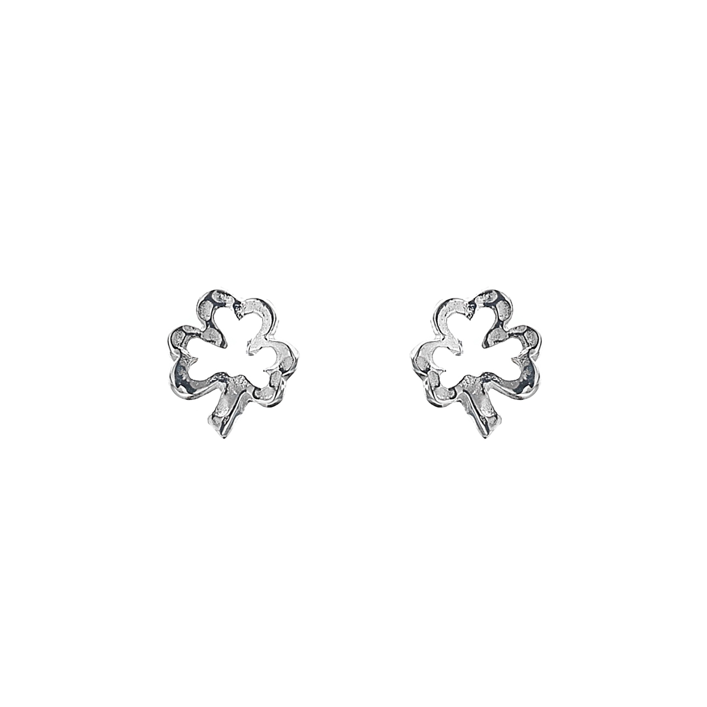 Irish Shamrock Silver Stud Earrings
