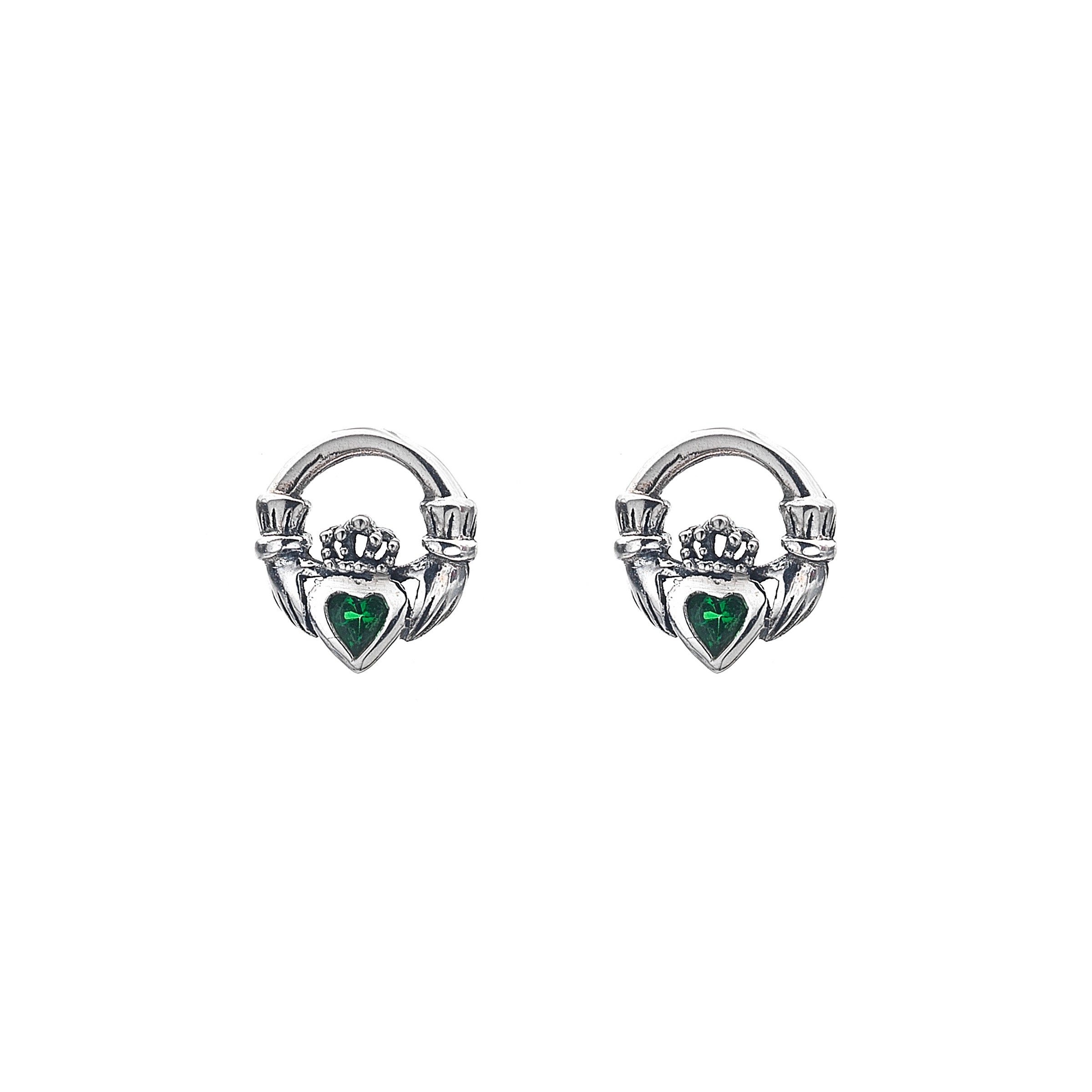 Celtic Claddagh Silver Stud Earrings