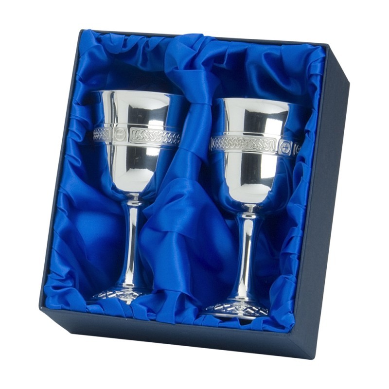 Edwin Blyde Celtic Collection Pair Of Celtic Goblets In Presentation Box