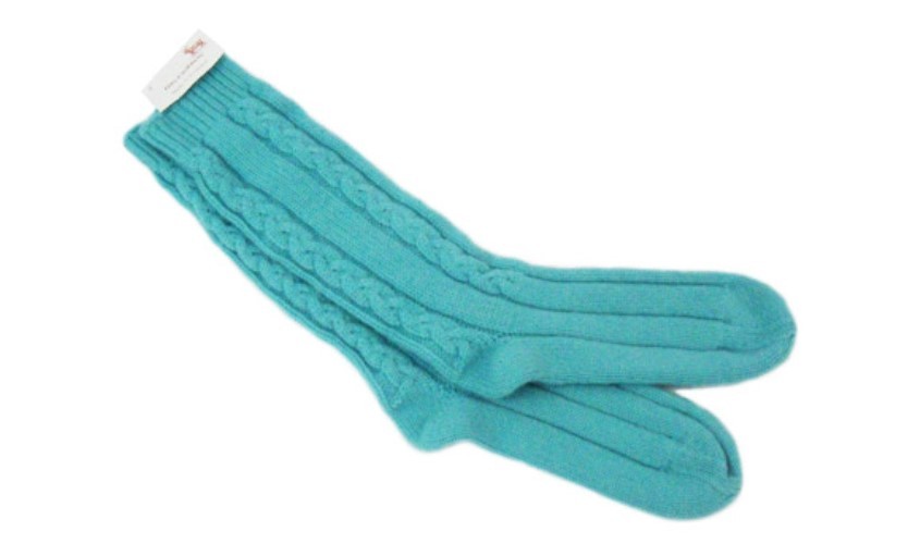 The Scarf Company Ladies' Azure Cable Knit Cashmere Bed Socks
