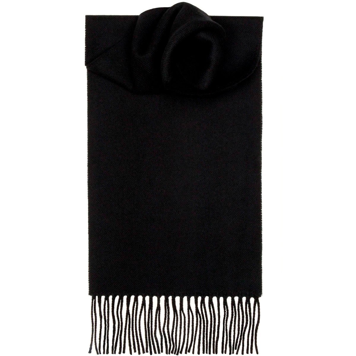 Black Plain Coloured 100% Lambswool Scarf by Lochcarron