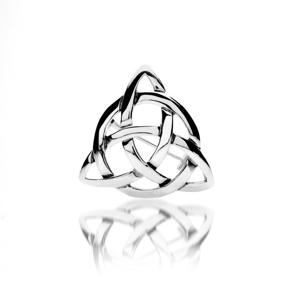 Celtic Knot Sterling Silver Triangle Brooch 