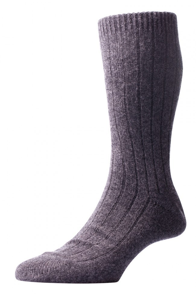 Pantherella Men's Waddington Cashmere Socks - Charcoal  - Medium