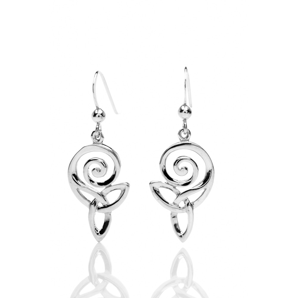 Celtic Spiral & Knot Sterling Silver Earrings 