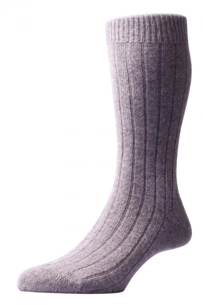 Pantherella Men's Waddington Cashmere Socks - Flannel Grey - Medium