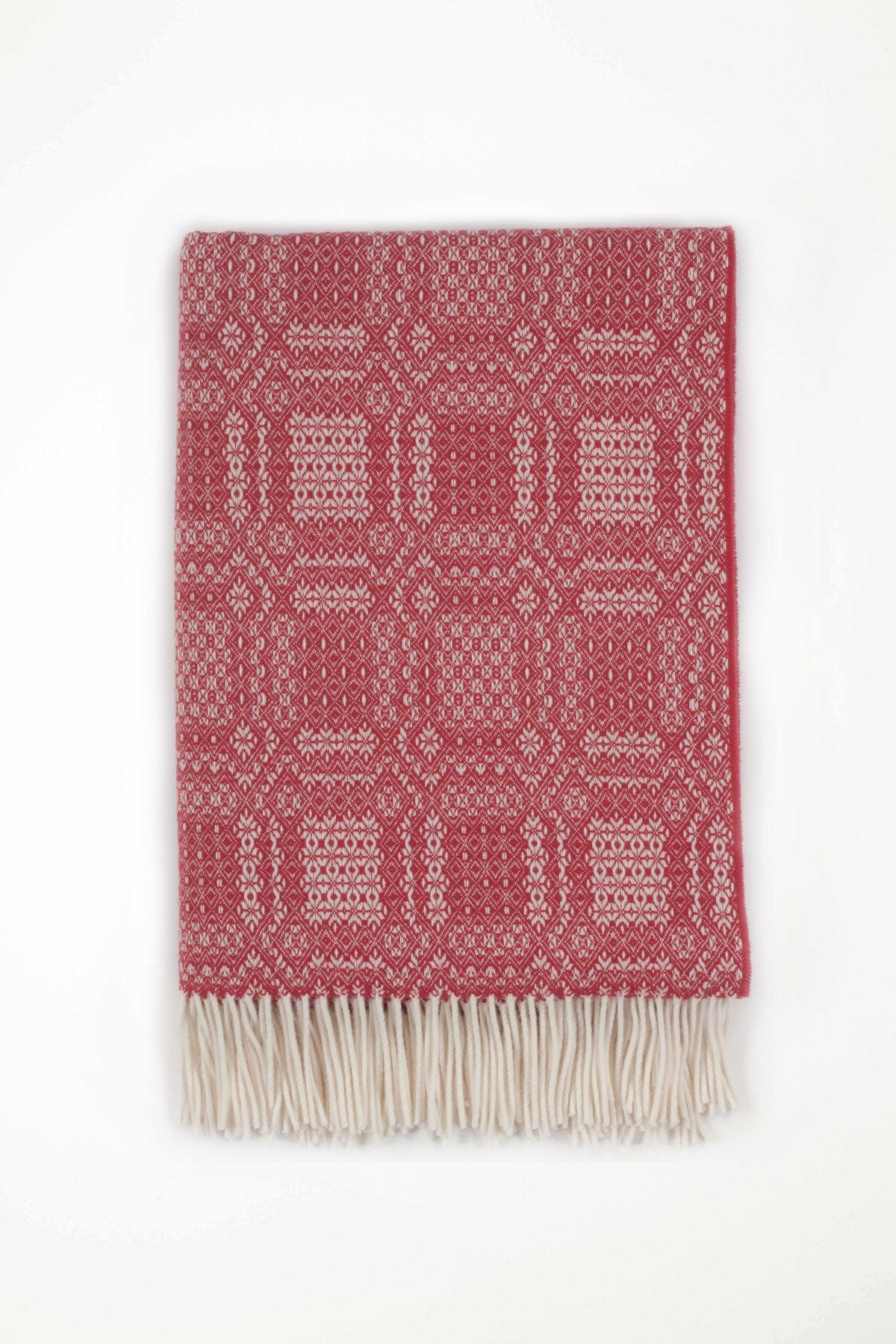 Johnston's of Elgin Lambswool Folkloric Throw - Red