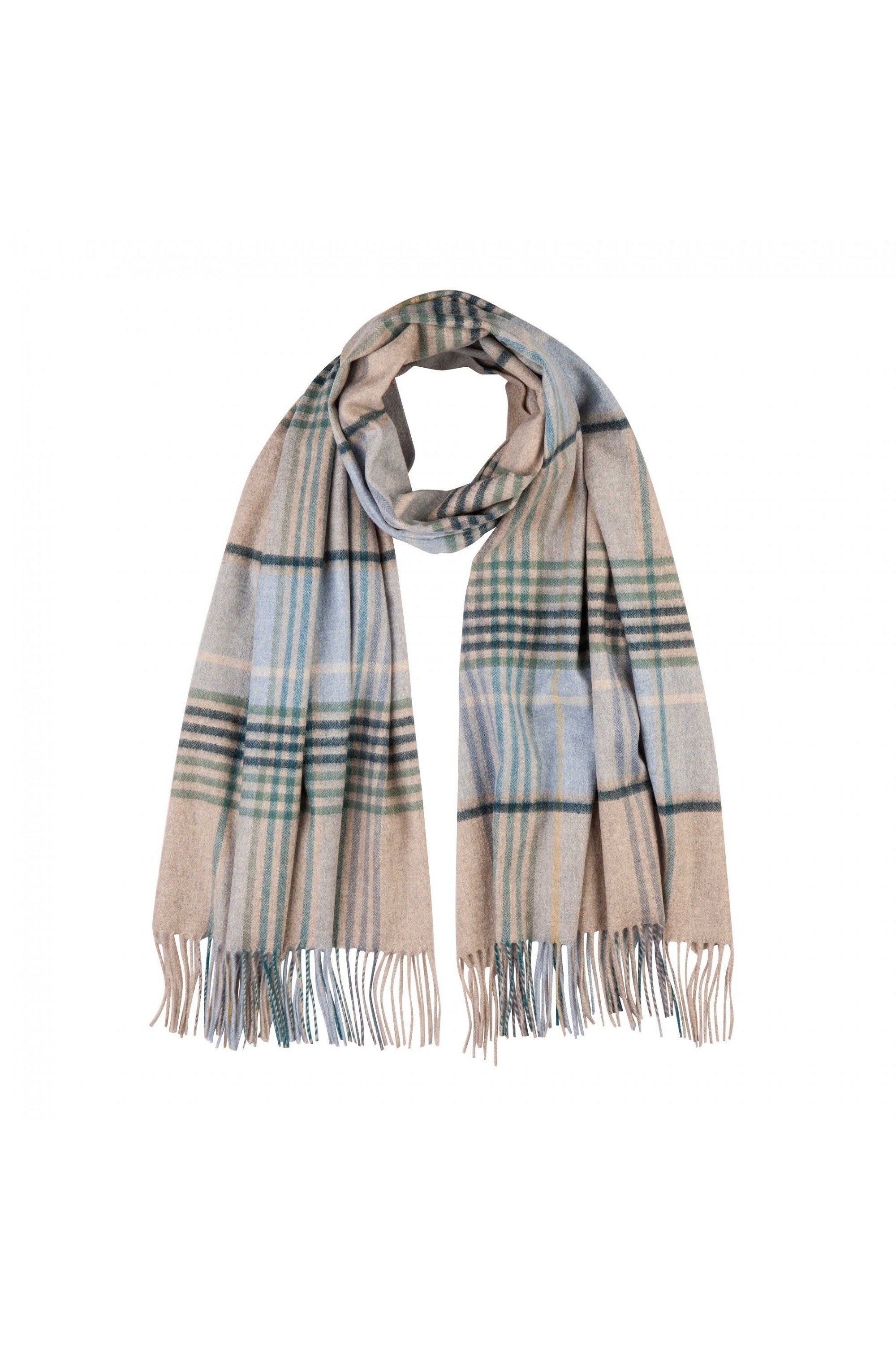 Cashmere Stole - Gingam Check Soft Forest