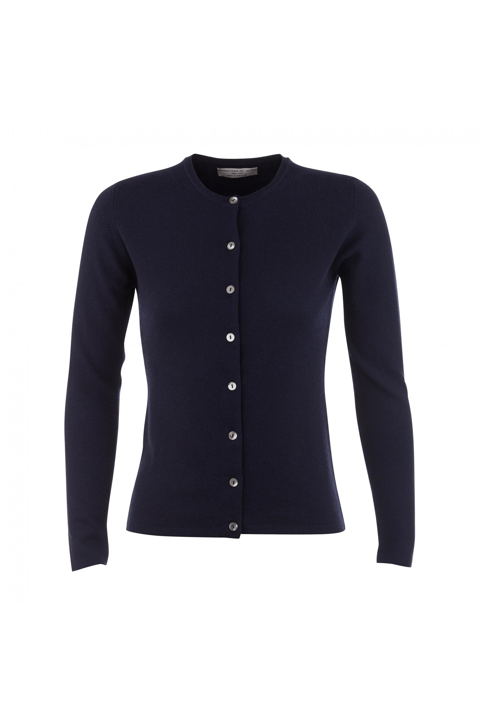 Cashmere Classic High Button Cardigan - Navy