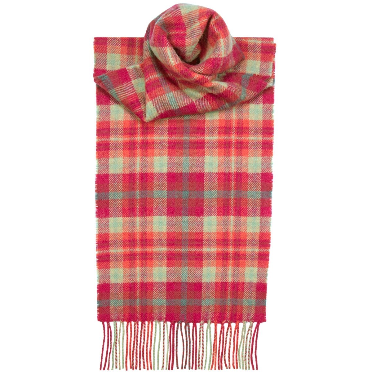 Highland Rose Tartan 100% Lambswool Scarf by Lochcarron