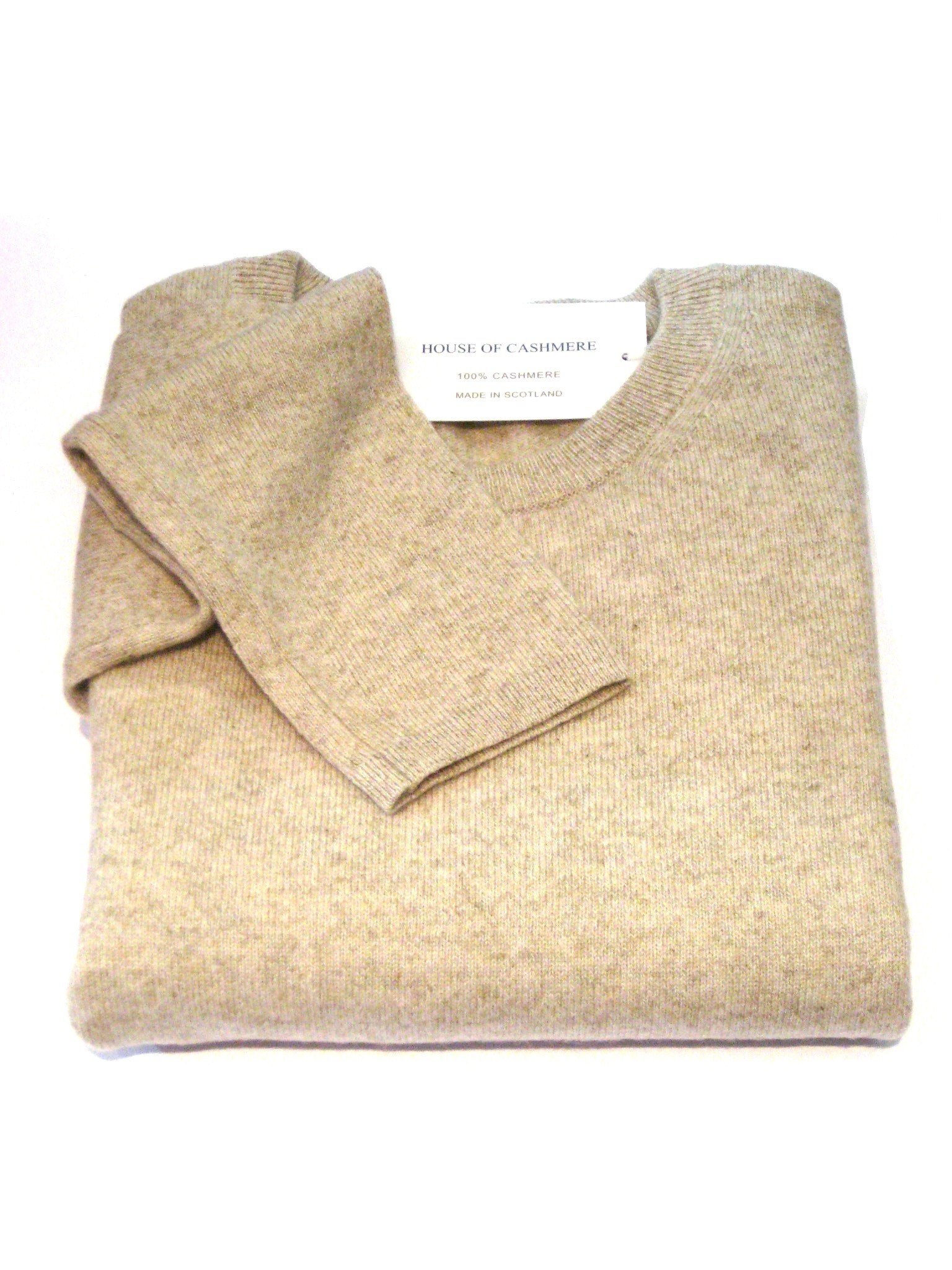 Linen Ladies Crew Sweater - 100% Cashmere Made in Scotland