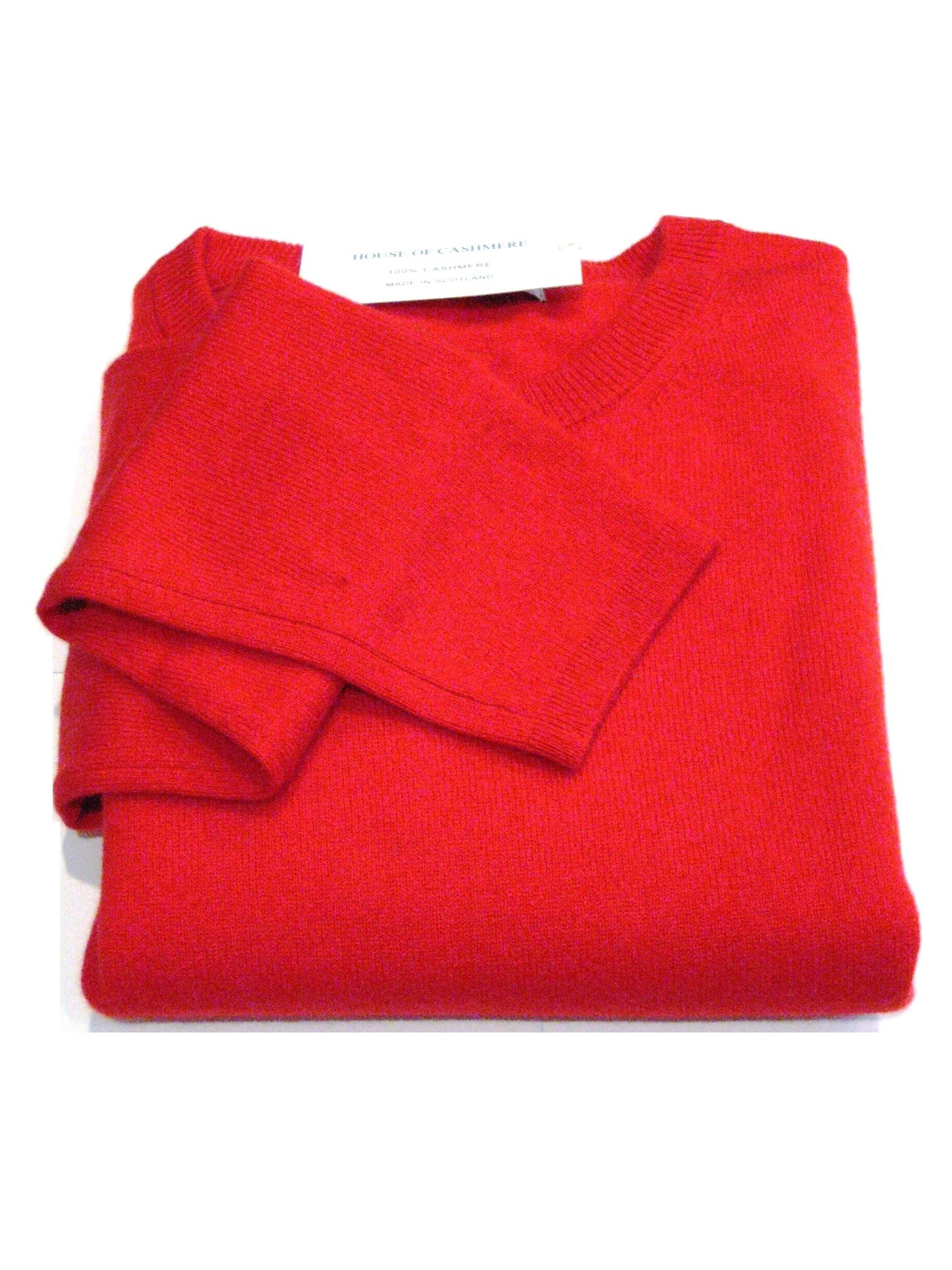 Rouge Red Ladies Crew Sweater - 100% Cashmere Made in Scotland