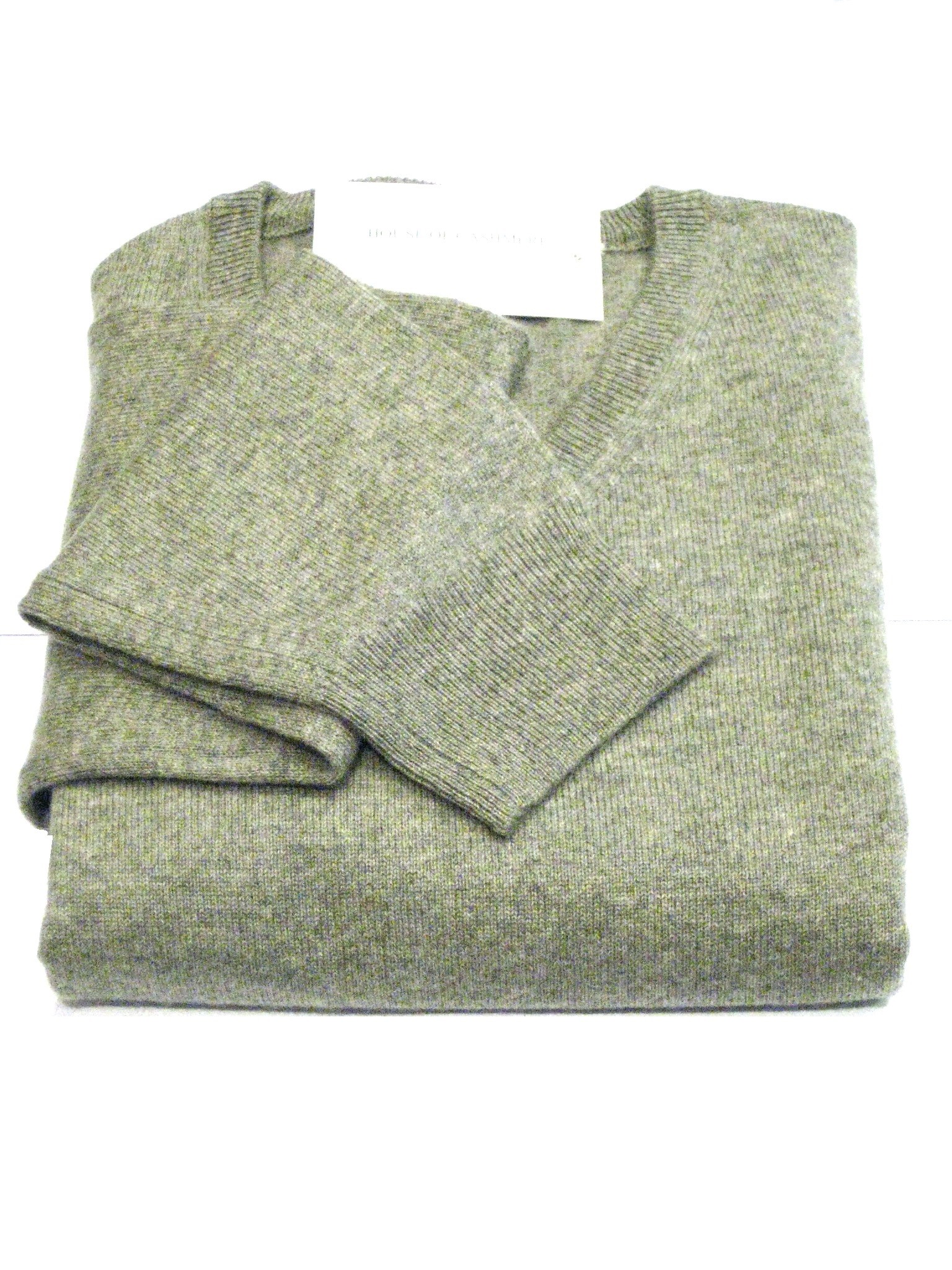 Mens Light Grey Crew Neck Sweater - 100% Cashmere Made in Scotland