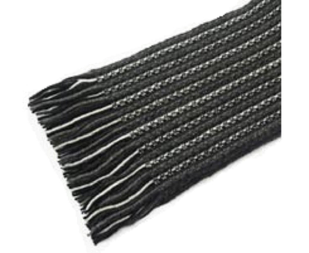 The Scarf Company Dark Grey Striped Lace Stitch Cashmere Scarf