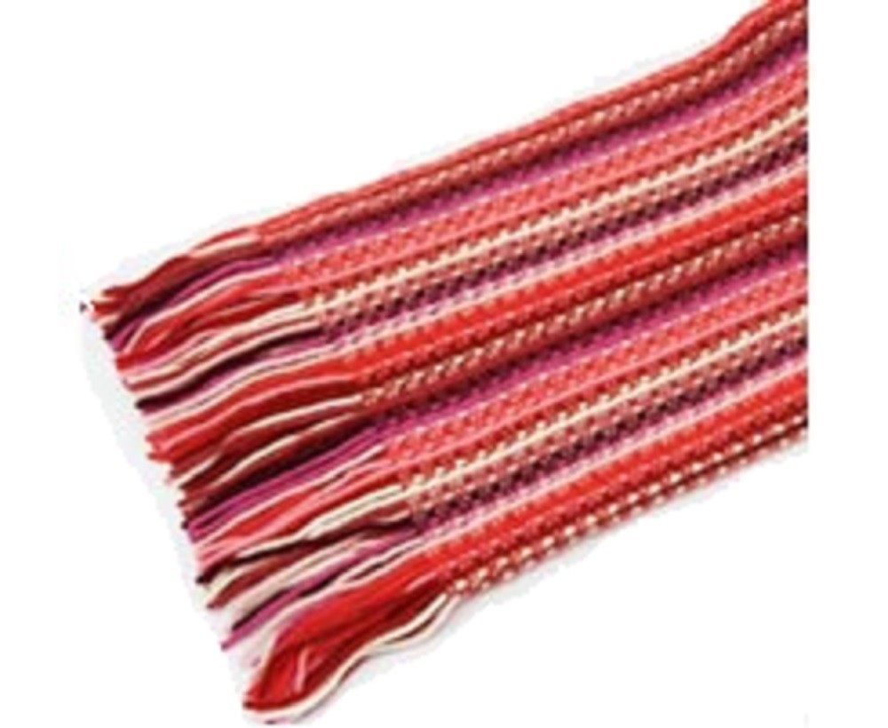 The Scarf Company Red Striped Lace Stitch Cashmere Scarf