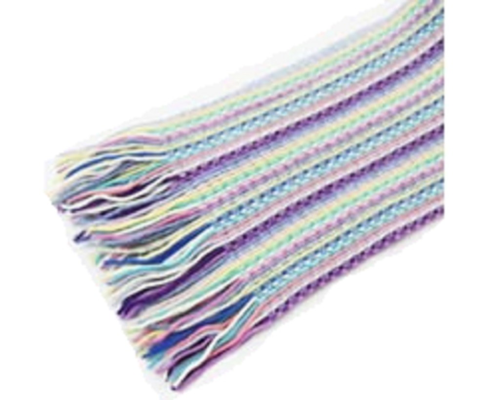 The Scarf Company Lilac Striped Lace Stitch Cashmere Scarf