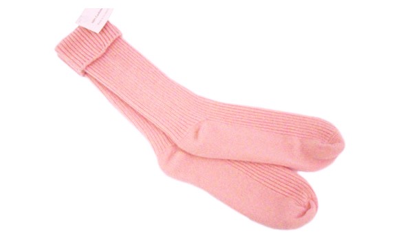 The Scarf Company Ladies' Pink Cashmere Rib Bed Socks
