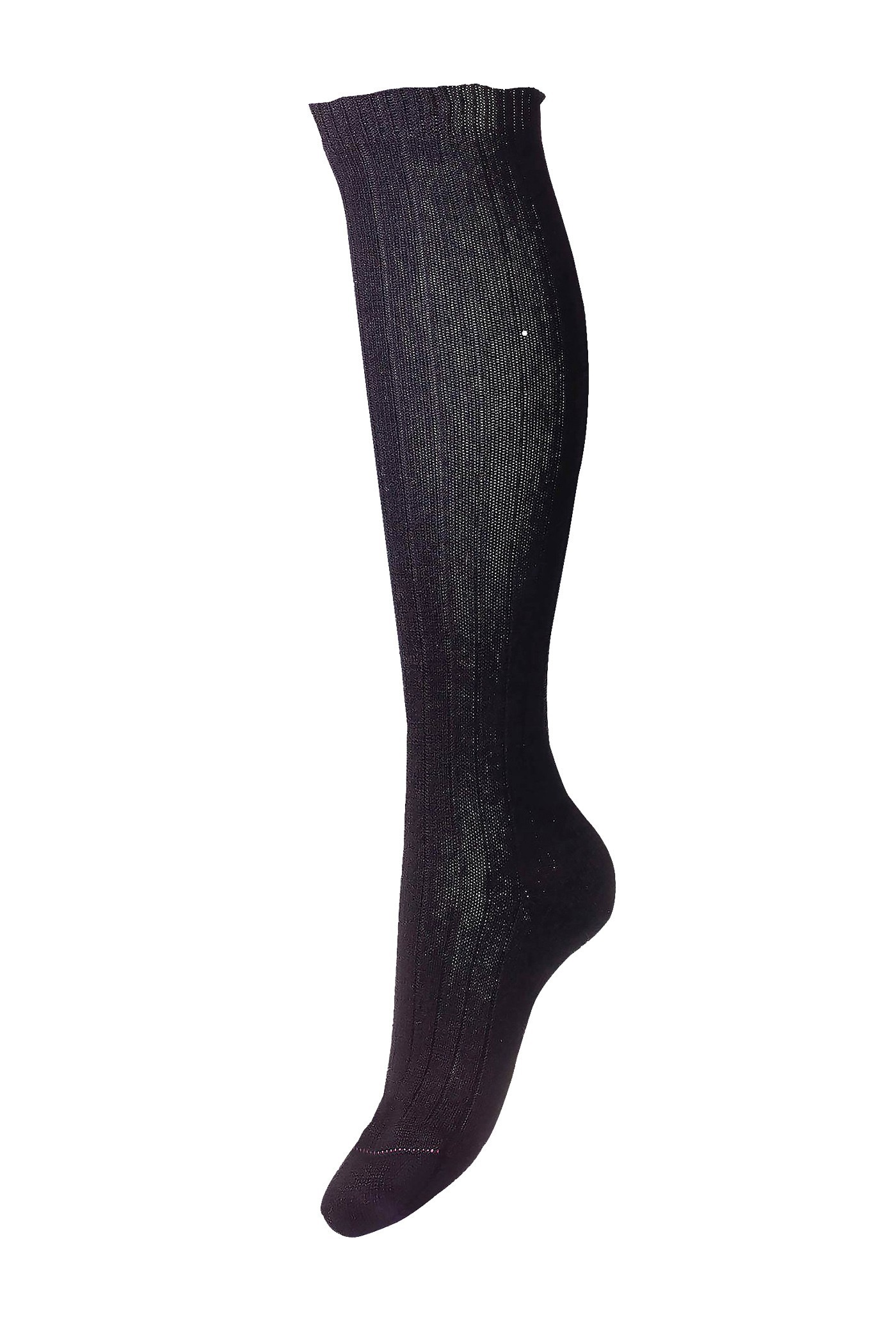 Pantherella Women's Tabitha Knee High Cashmere Ribbed Socks in Black