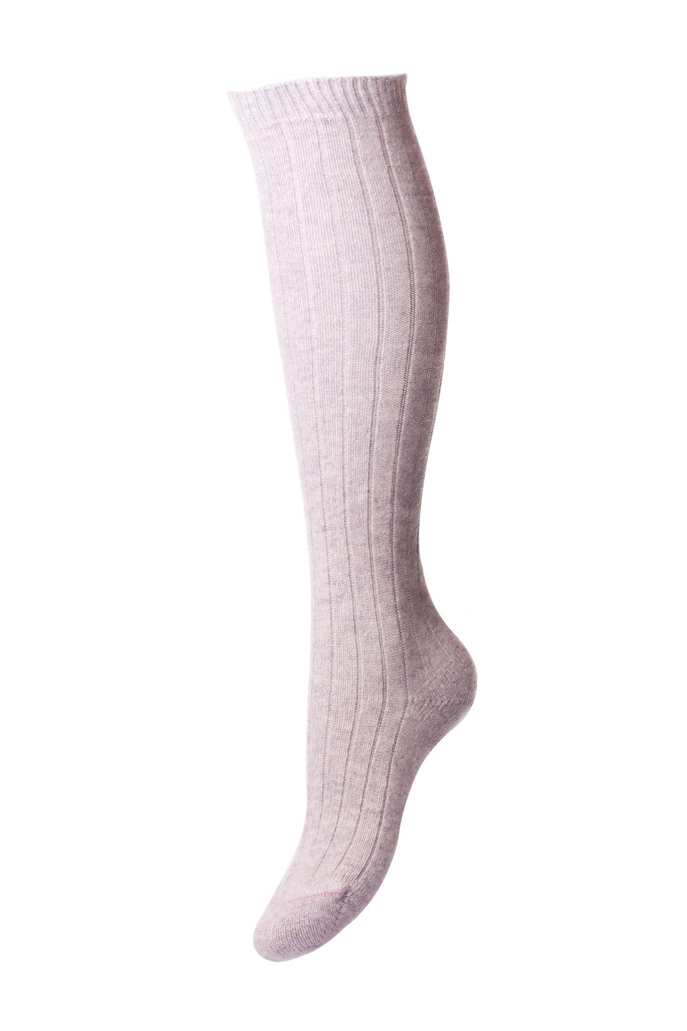 Pantherella Women's Tabitha Knee High Cashmere Ribbed Socks in Light Grey