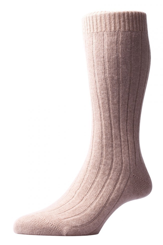 Pantherella Men's Waddington Cashmere Socks - Natural - Medium