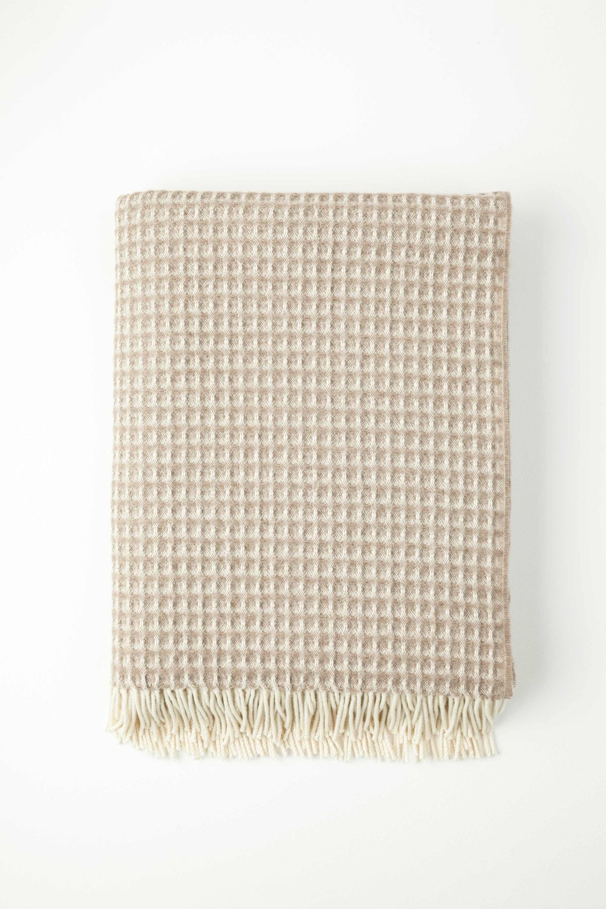 Johnston's of Elgin Cashmere Natural Honeycomb Throw - Natural Brown