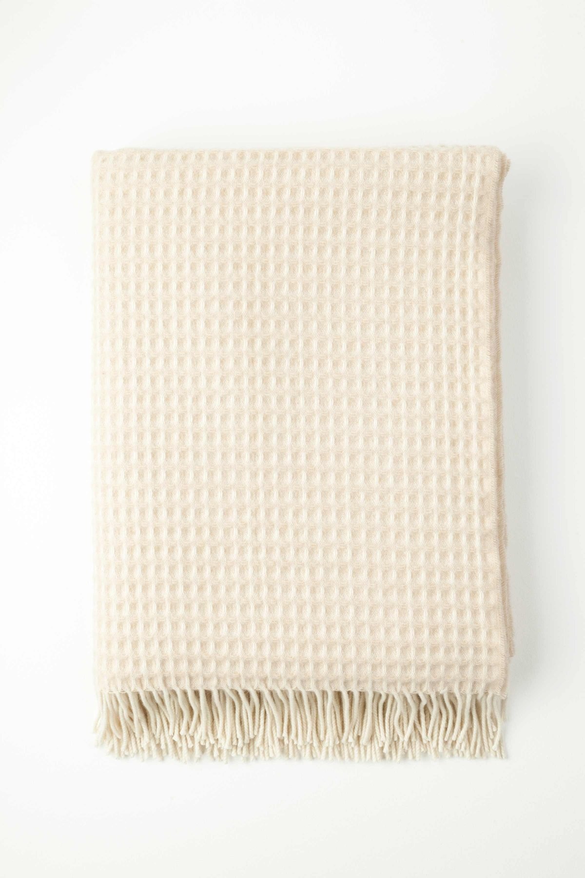 Johnston's of Elgin Cashmere Natural Honeycomb Throw - Natural White