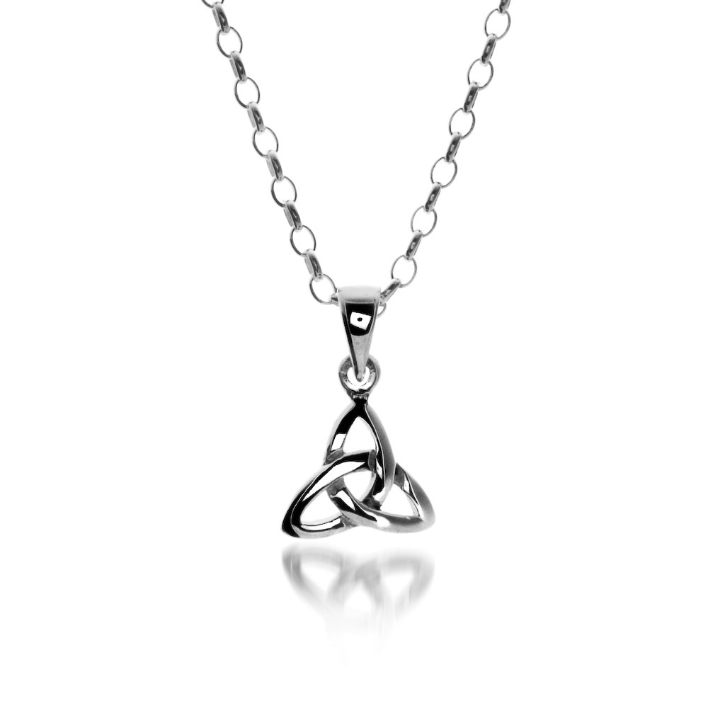 Small Celtic Trinity Knot Sterling Silver Pendant Necklace 