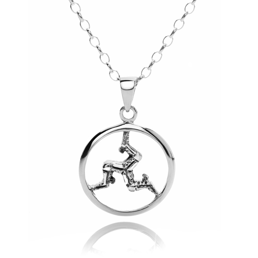 Round Manx Sterling Silver Pendant Necklace 