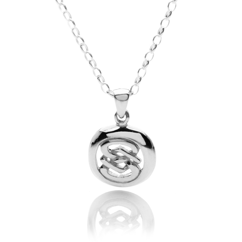 Celtic Oval Figure of Eight Knot Sterling Silver Pendant Necklace 