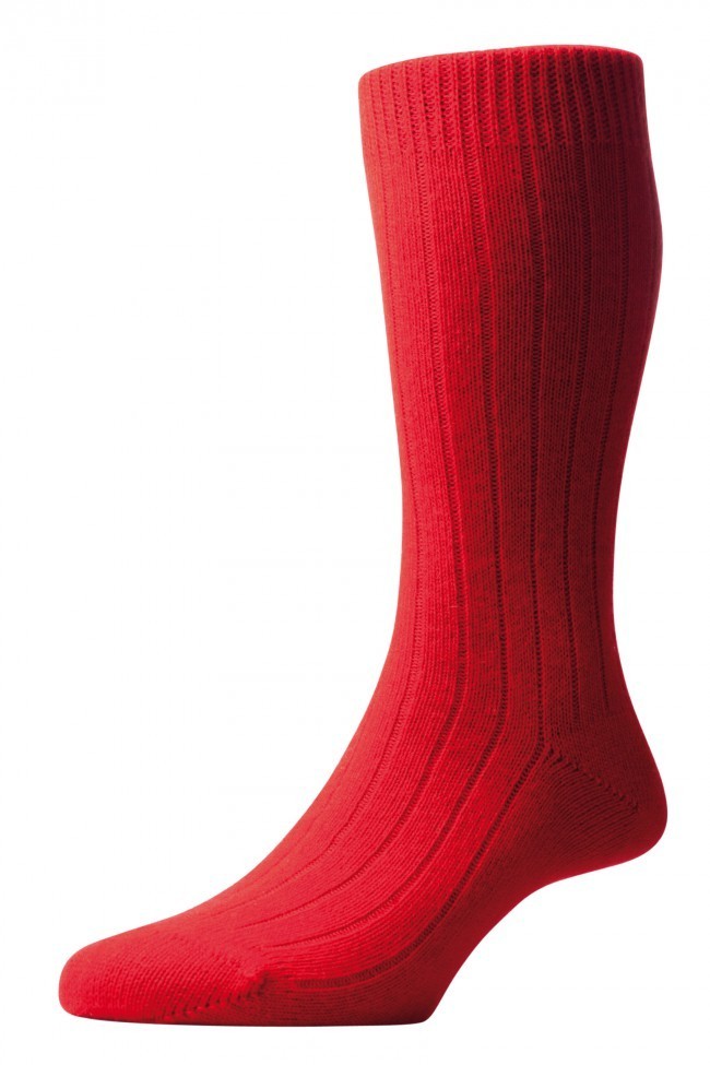 Pantherella Men's Waddington Cashmere Socks - Red - Medium